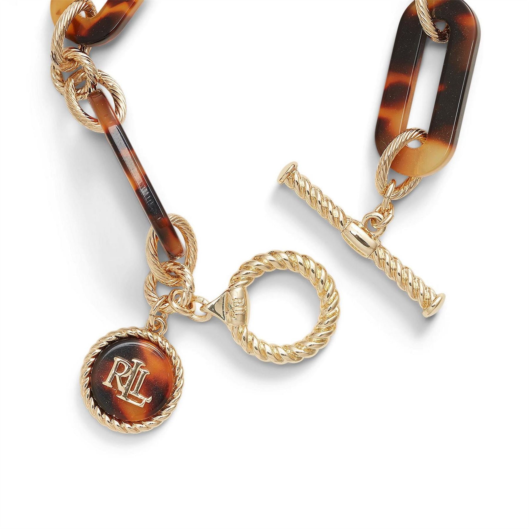 Ralph Lauren Tortoise  And  Gold Logo Flex Bracelet