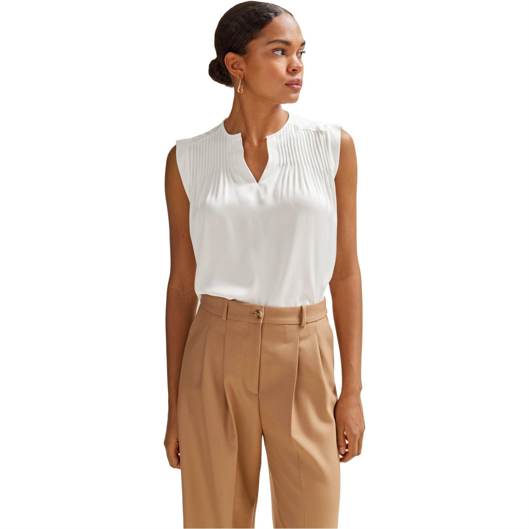 Boss Notched Neck Regular Fit Blouse