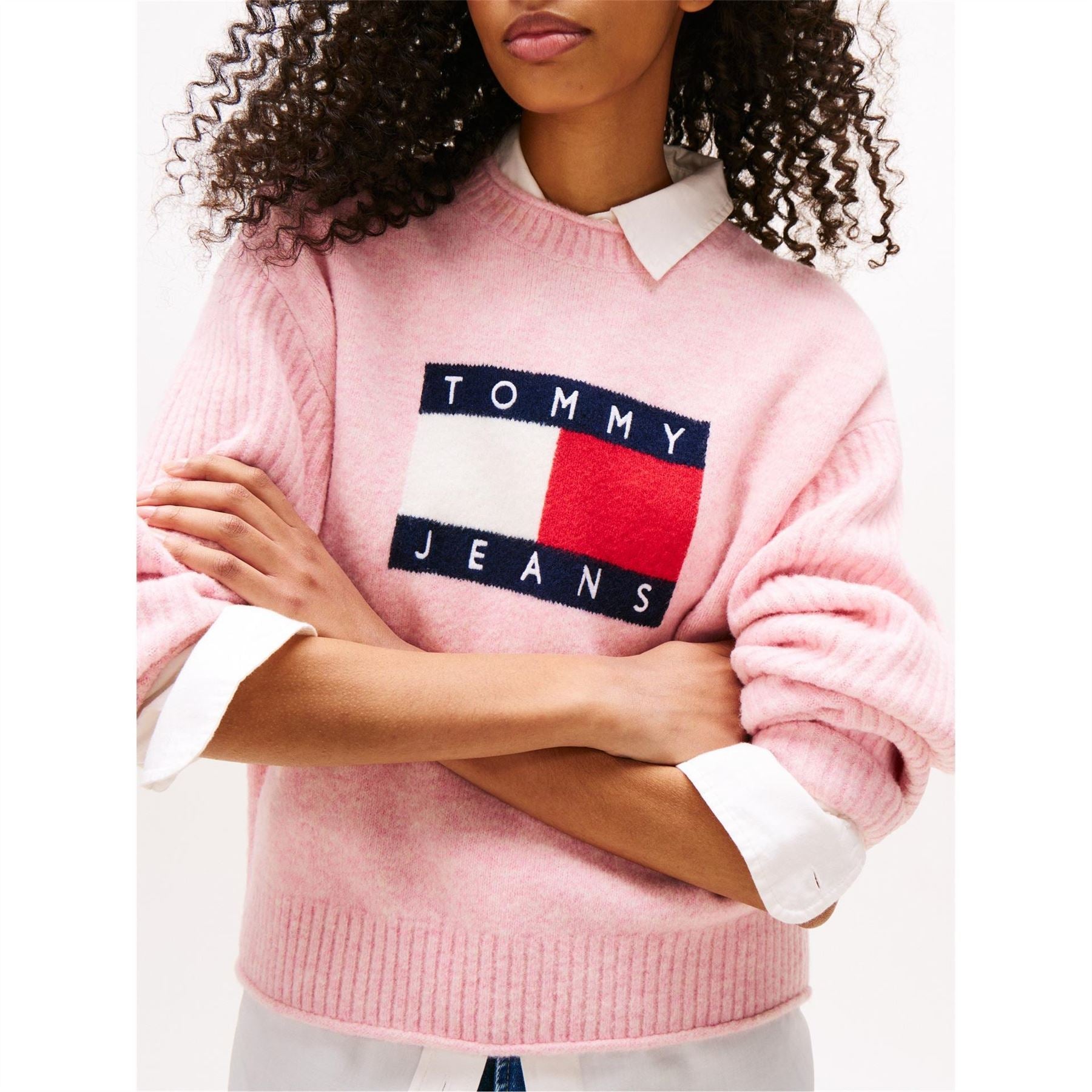 Tommy Jeans Flag Graphic Crew Neck Long Sleeve Sweater