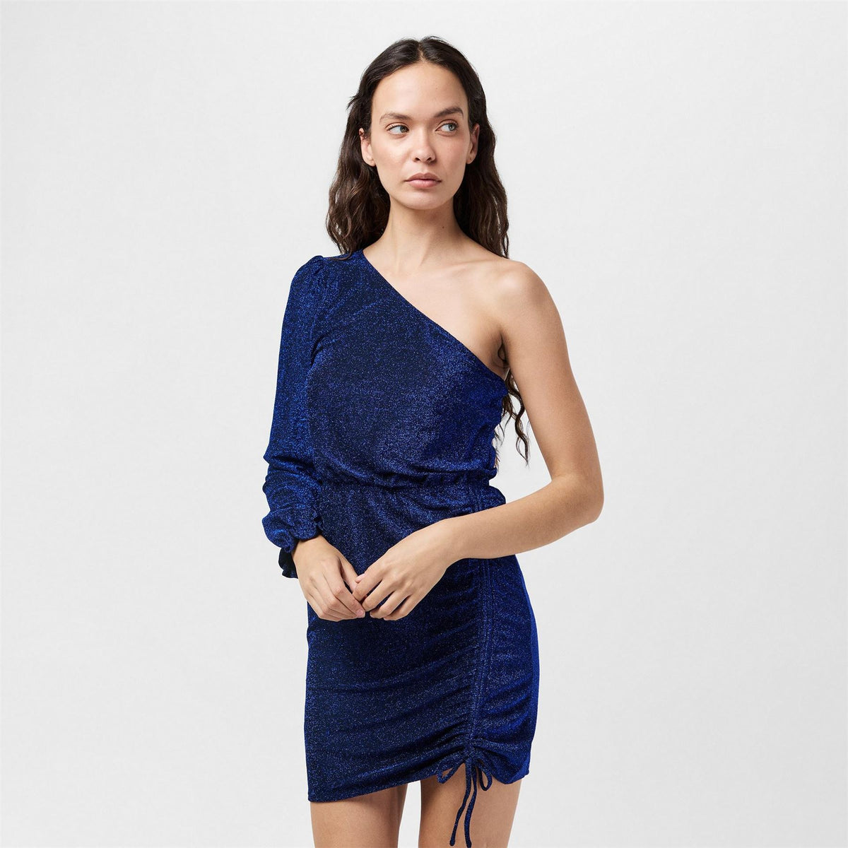 AX Paris Sparkly One Sleeve Ruched Side Mini Dress