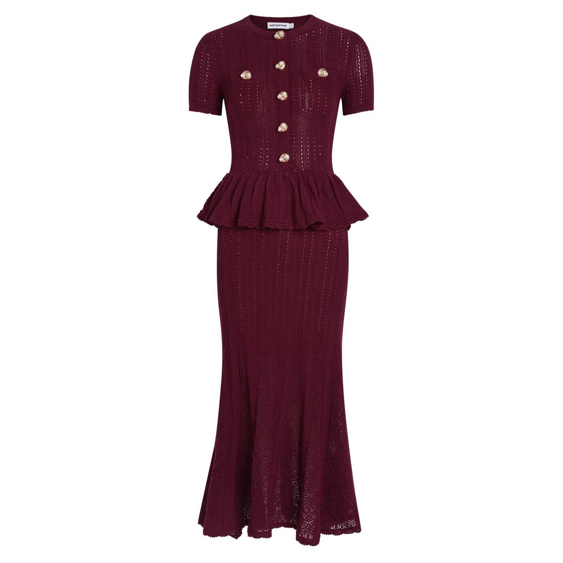 Self Portrait Burgundy Peplum Knit D