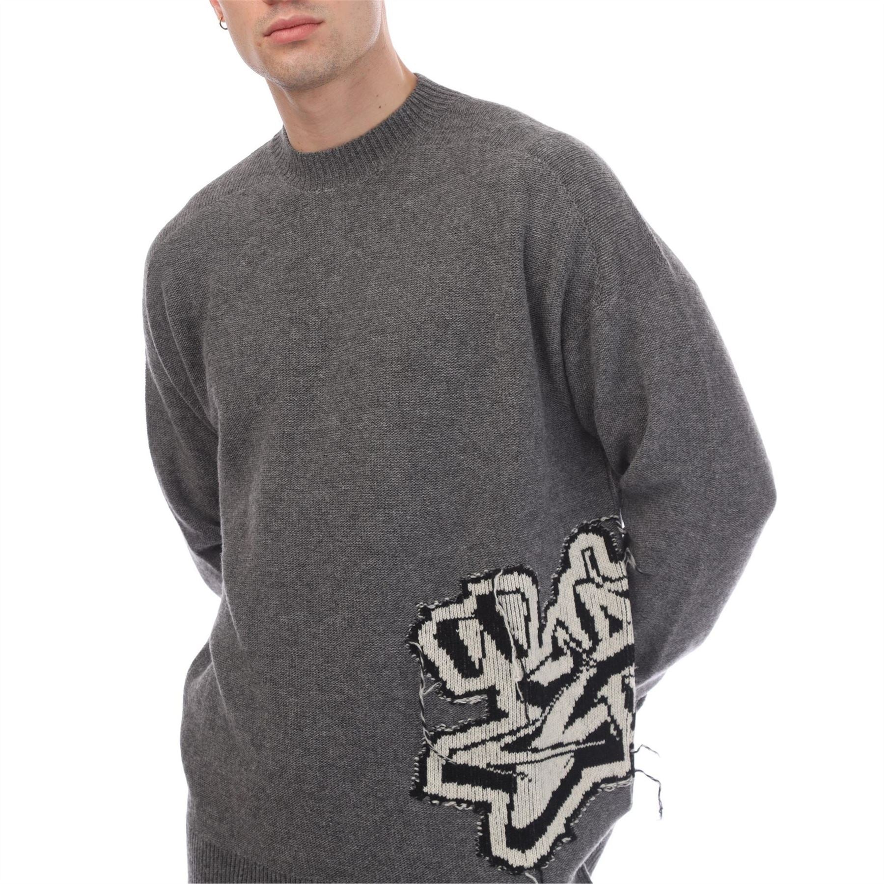 Off White  Chunky Crew Knitted Sweater