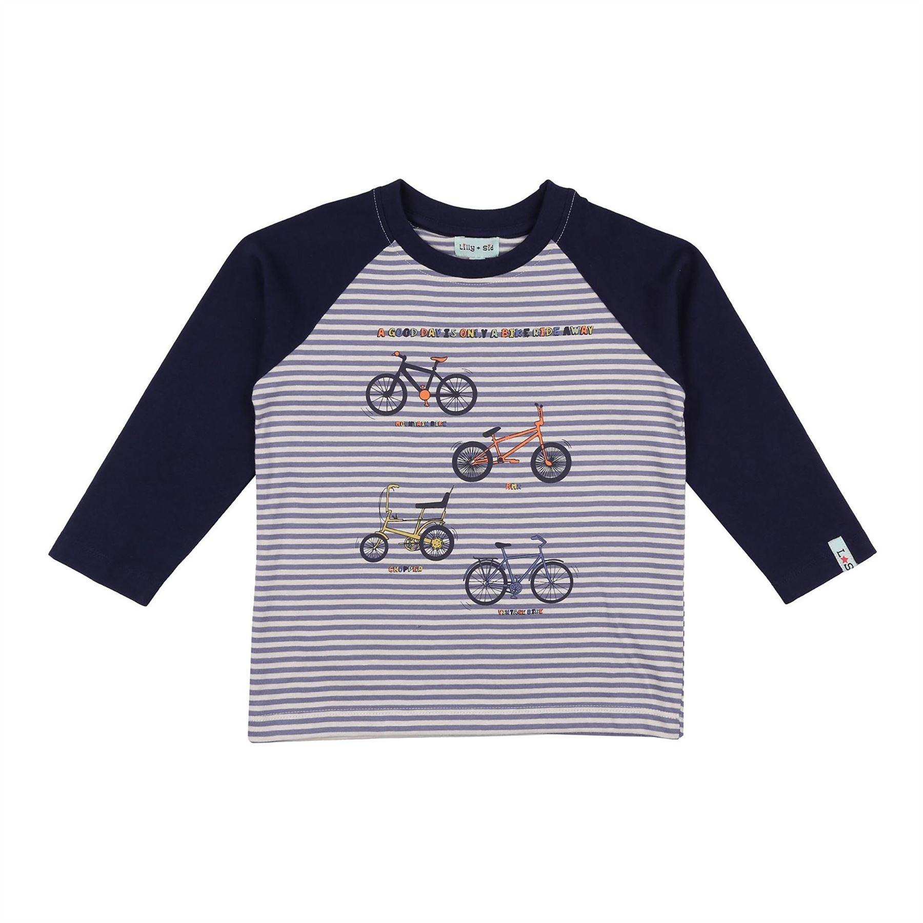 Lilly and Sid Bike Graphic Raglan Sleeve Athletic Top