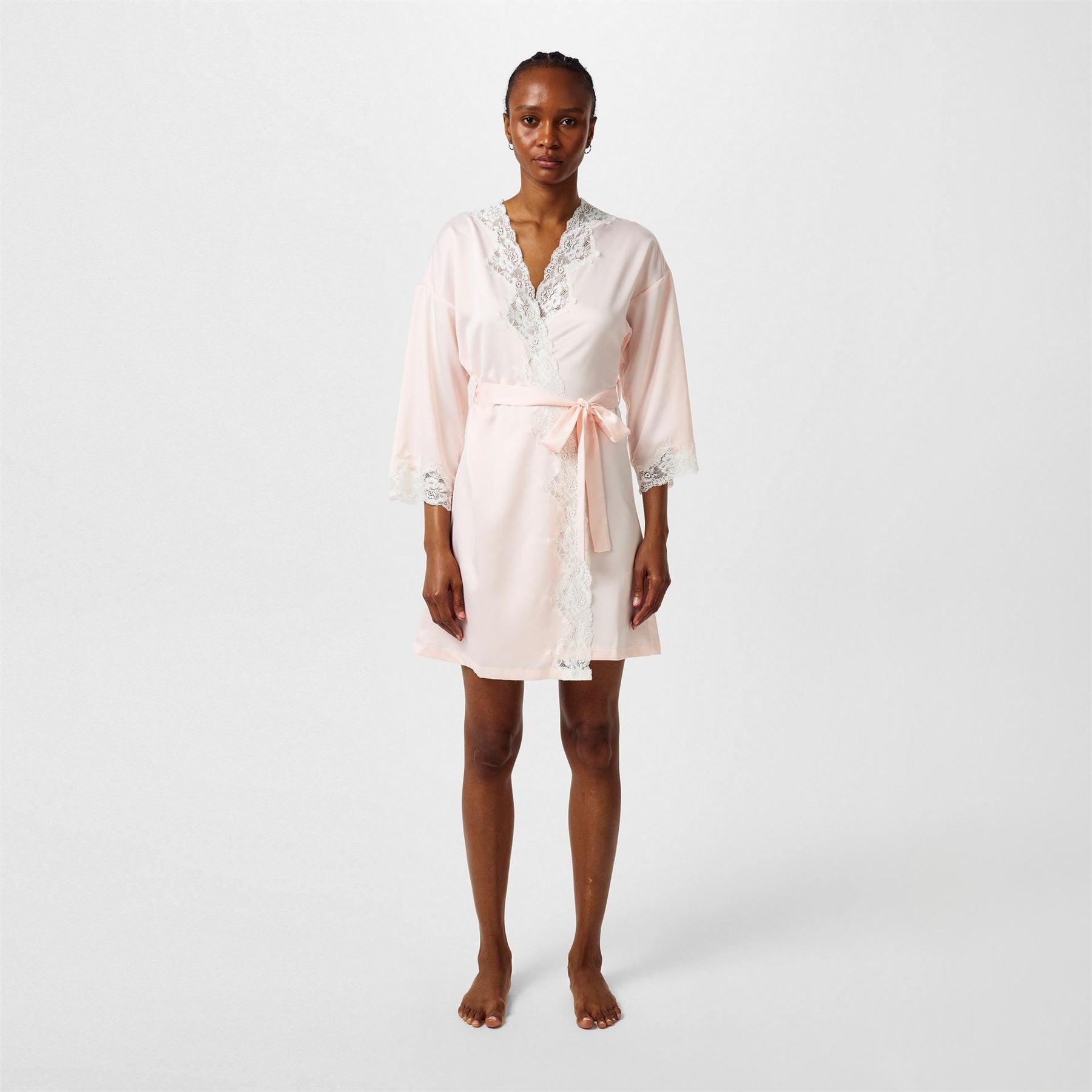 Lauren by Ralph Lauren Lace Trimmed Satin Dressing Gown