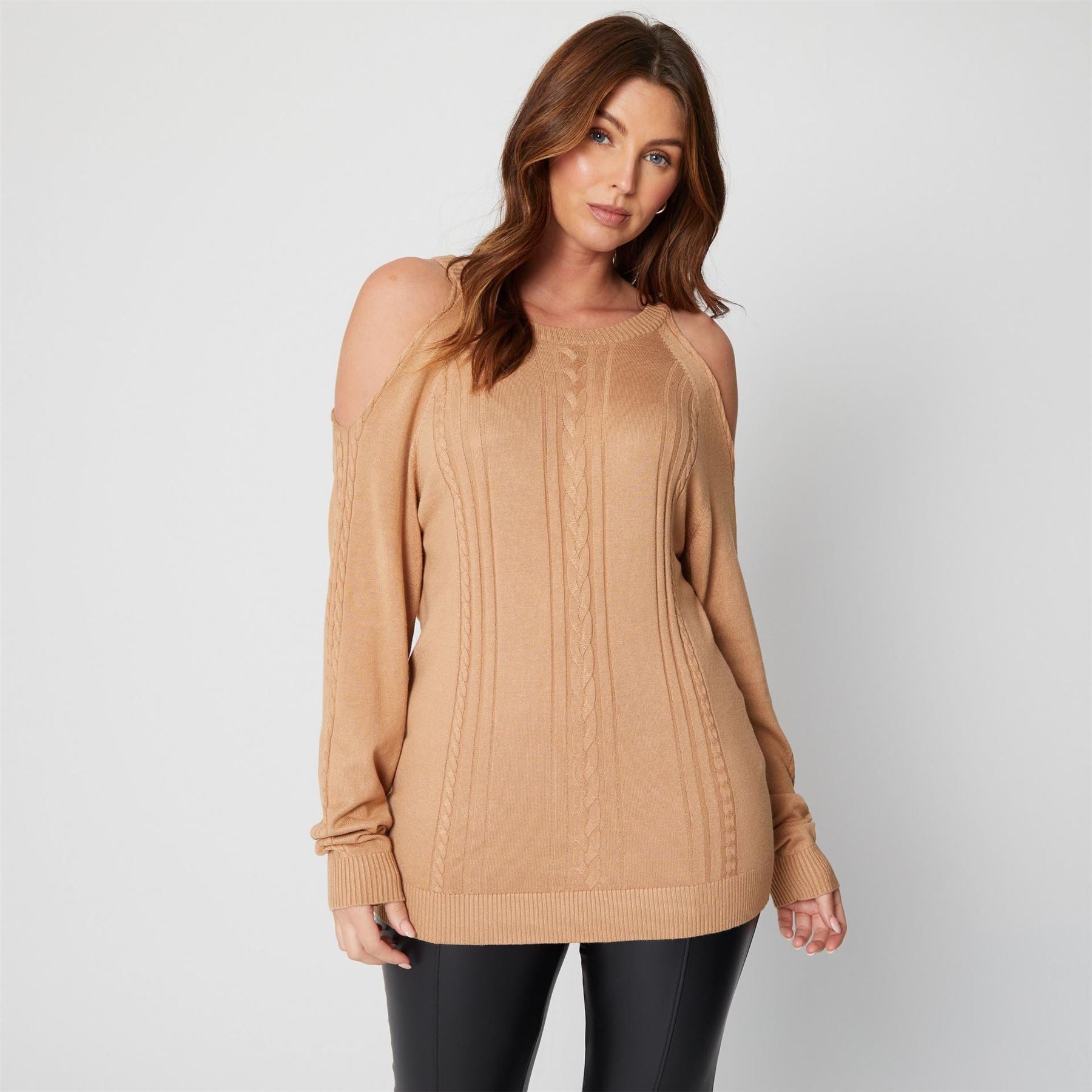 Be You Cold Shoulder Fine Knit Jumper
