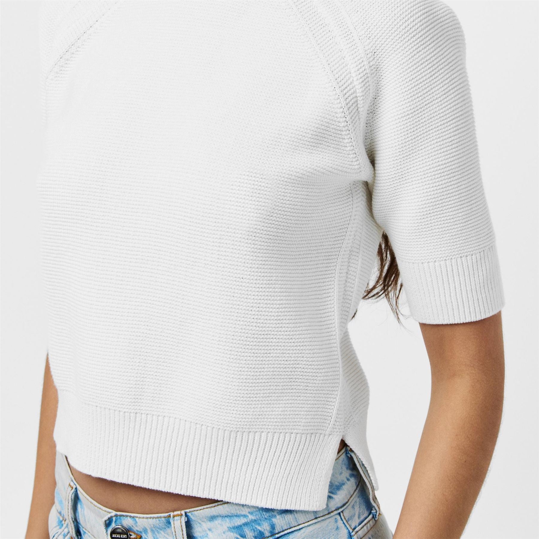 French Connection Relaxed Fit Ribbed Short Sleeve Crew Neck Sweater