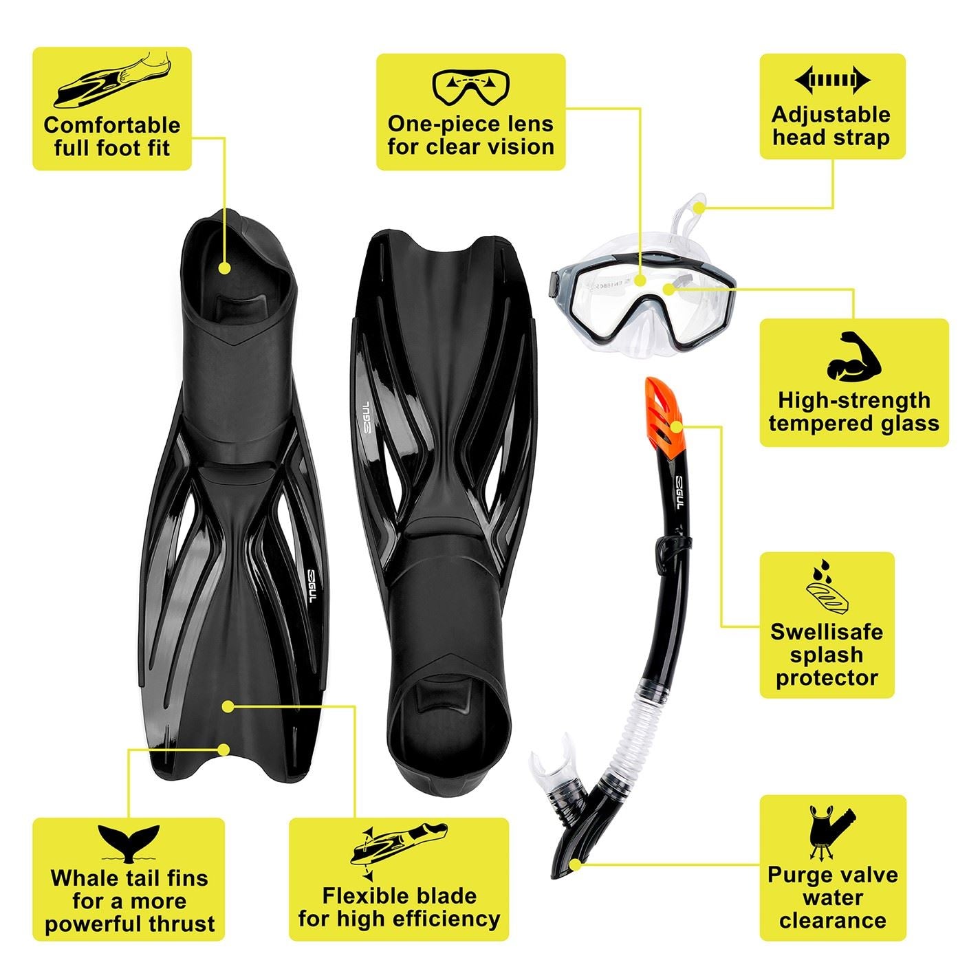 Gul Snorkel Mask And Fin Set For Adults