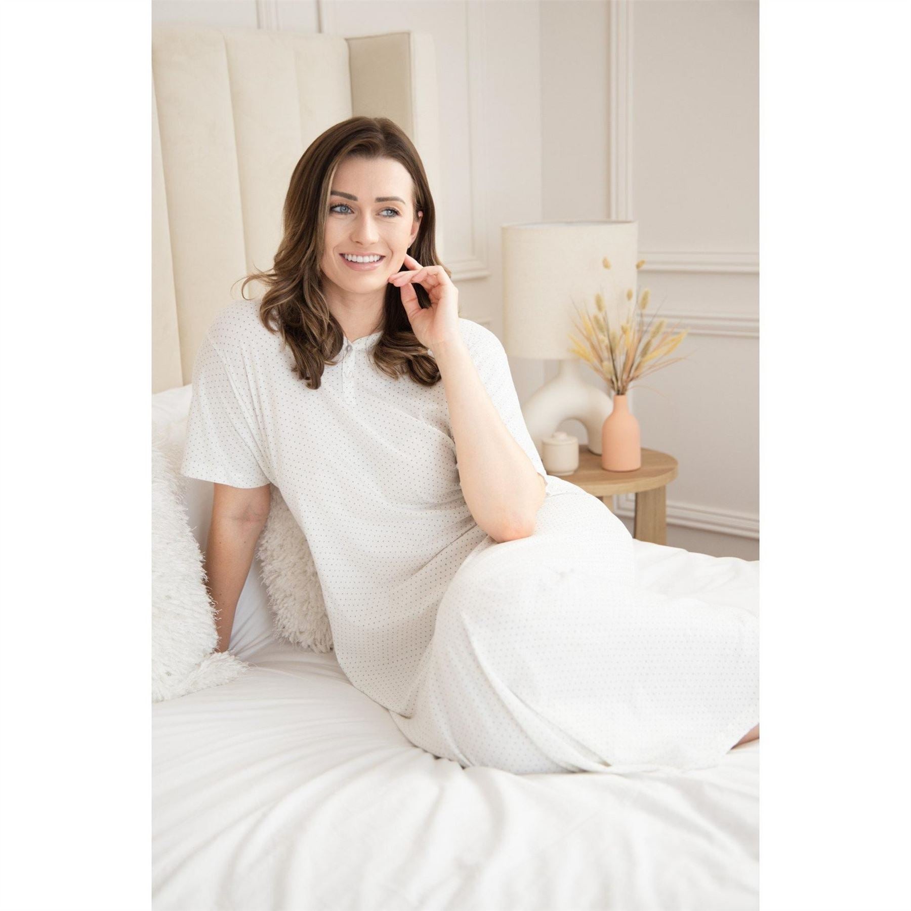 Camille Womens 100 Percent  Organic Cotton Short Sleeve Nightdress