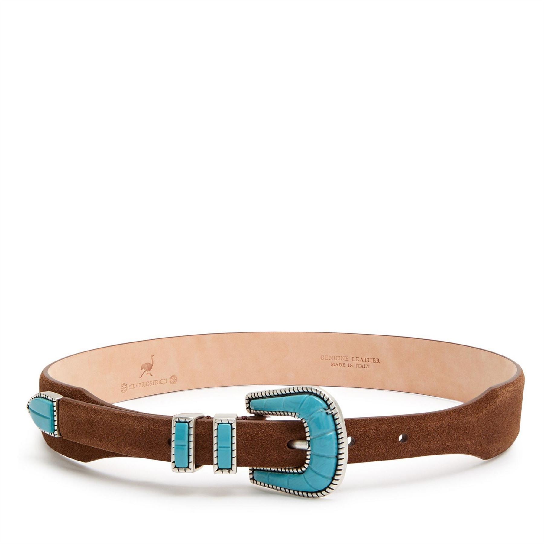 Silver Ostrich Colour Suede Belt