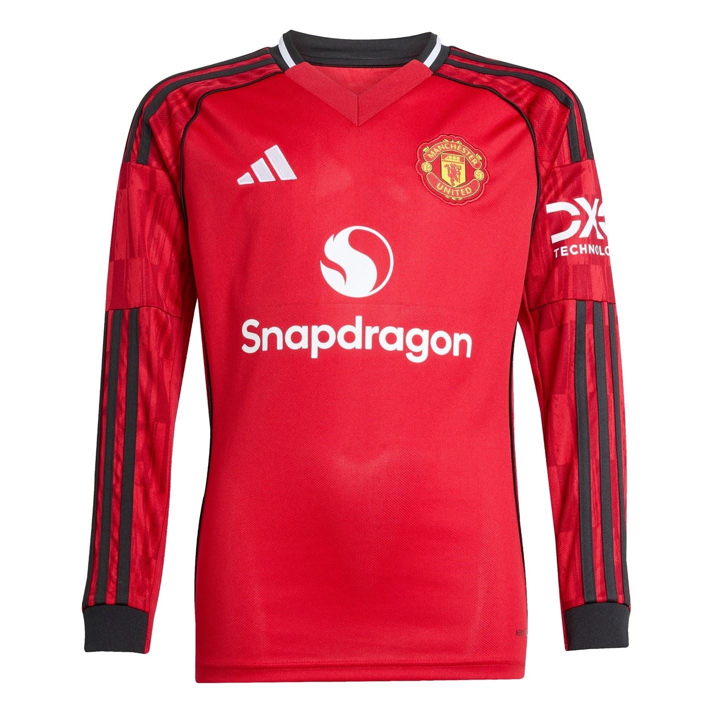 adidas Manchester United Long Sleeve Home Shirt 2025 2026 Juniors