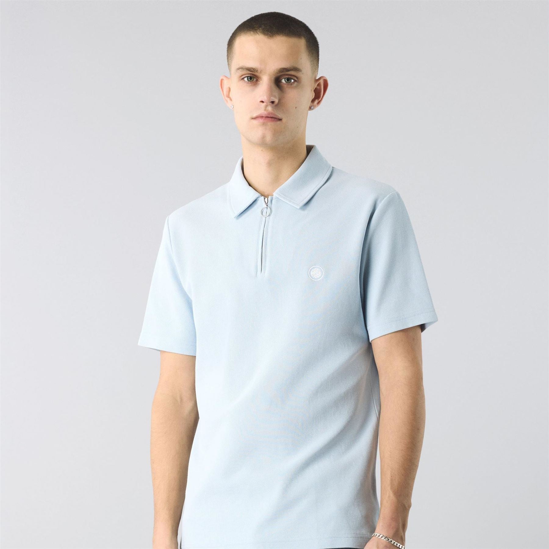 Pretty Green Islington Zipped Short Sleeve Polo Shirt