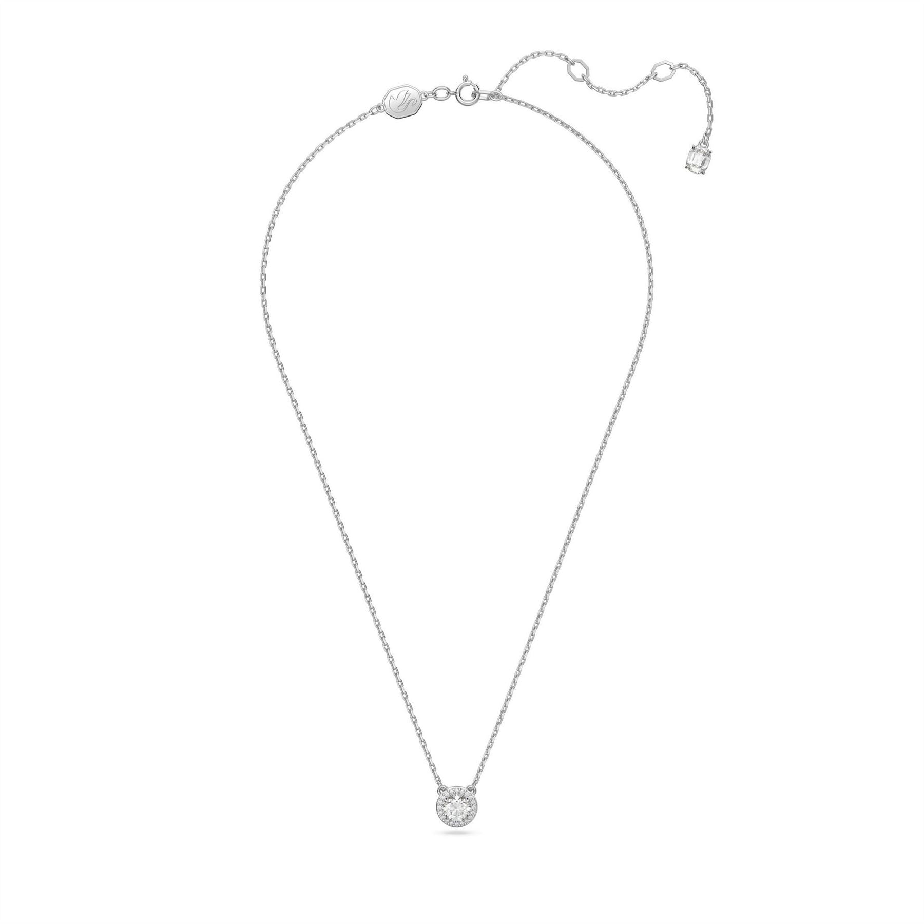 Swarovski Angelic Pendant, Round Cut, Pavé, White, Rhodium Plated