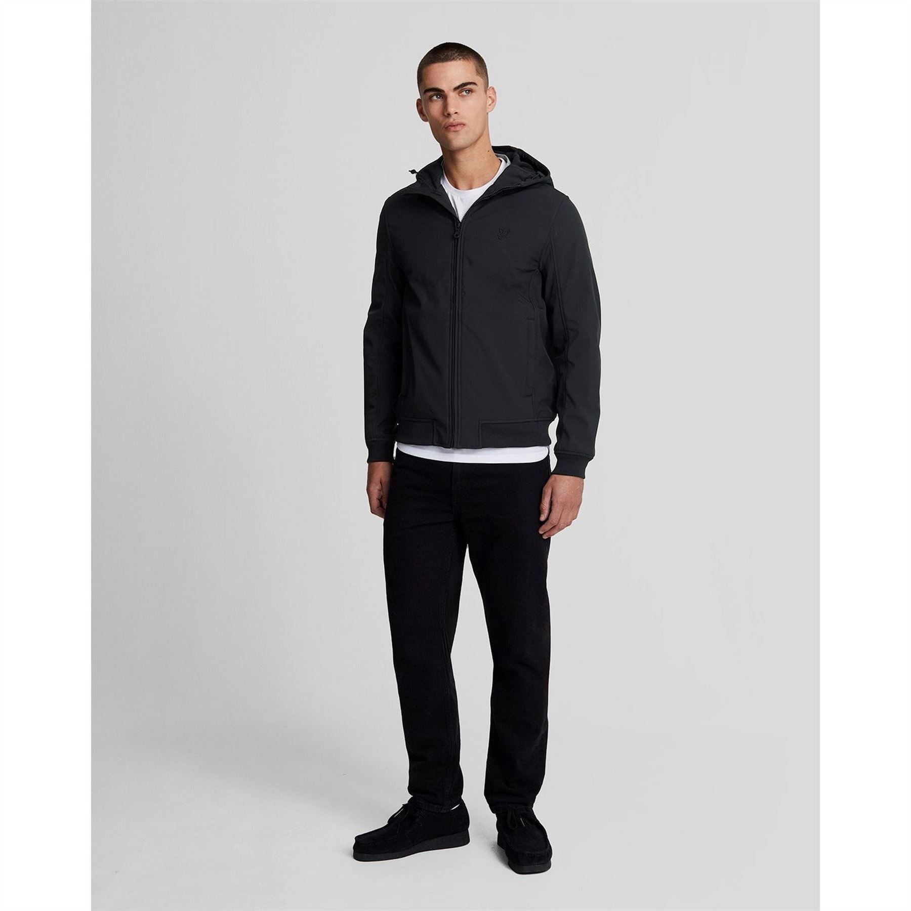 Lyle and Scott Solid Patterned Hooded Ribbed Cuff Softshell Jacket