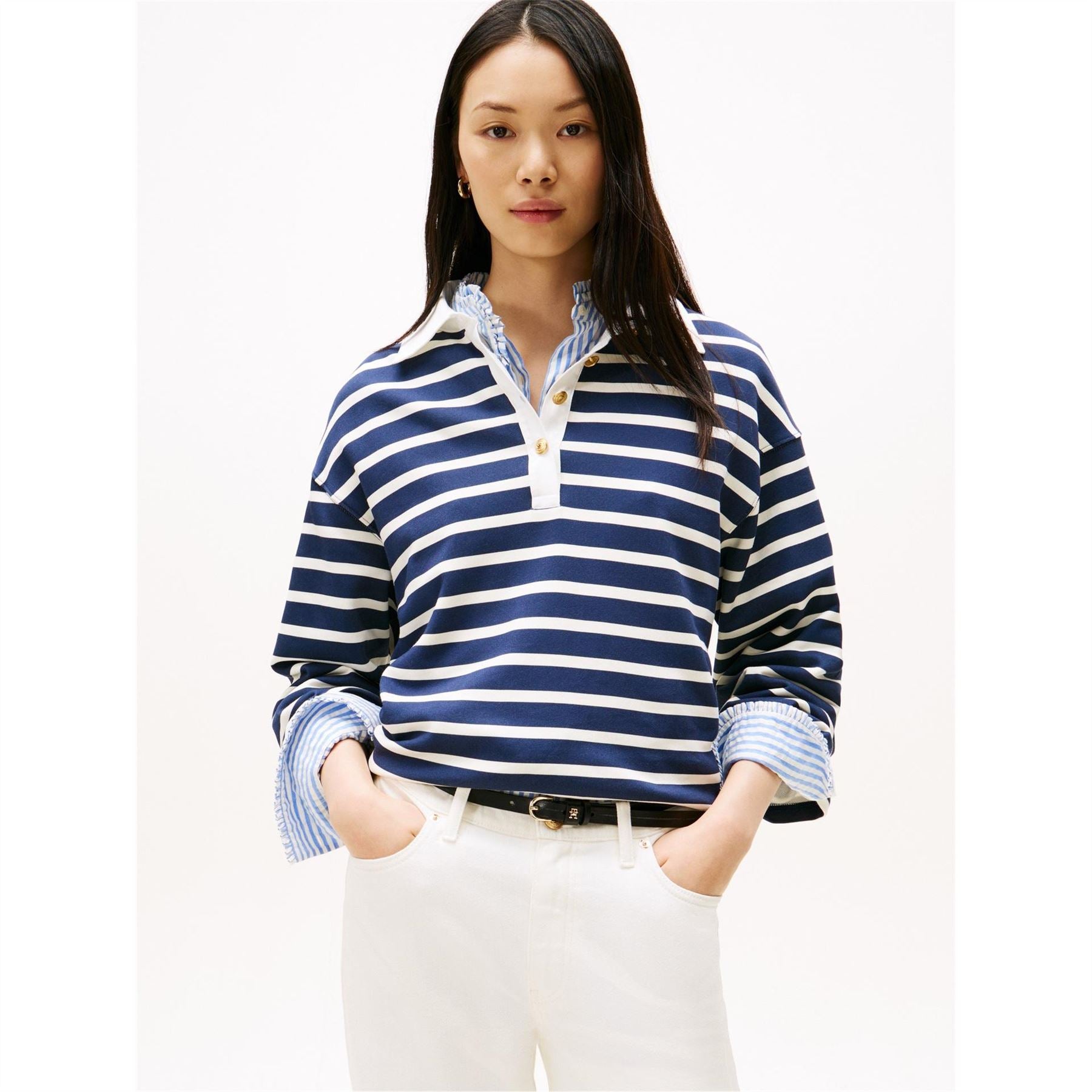Tommy Hilfiger Gold Button Crew Sweatshirt