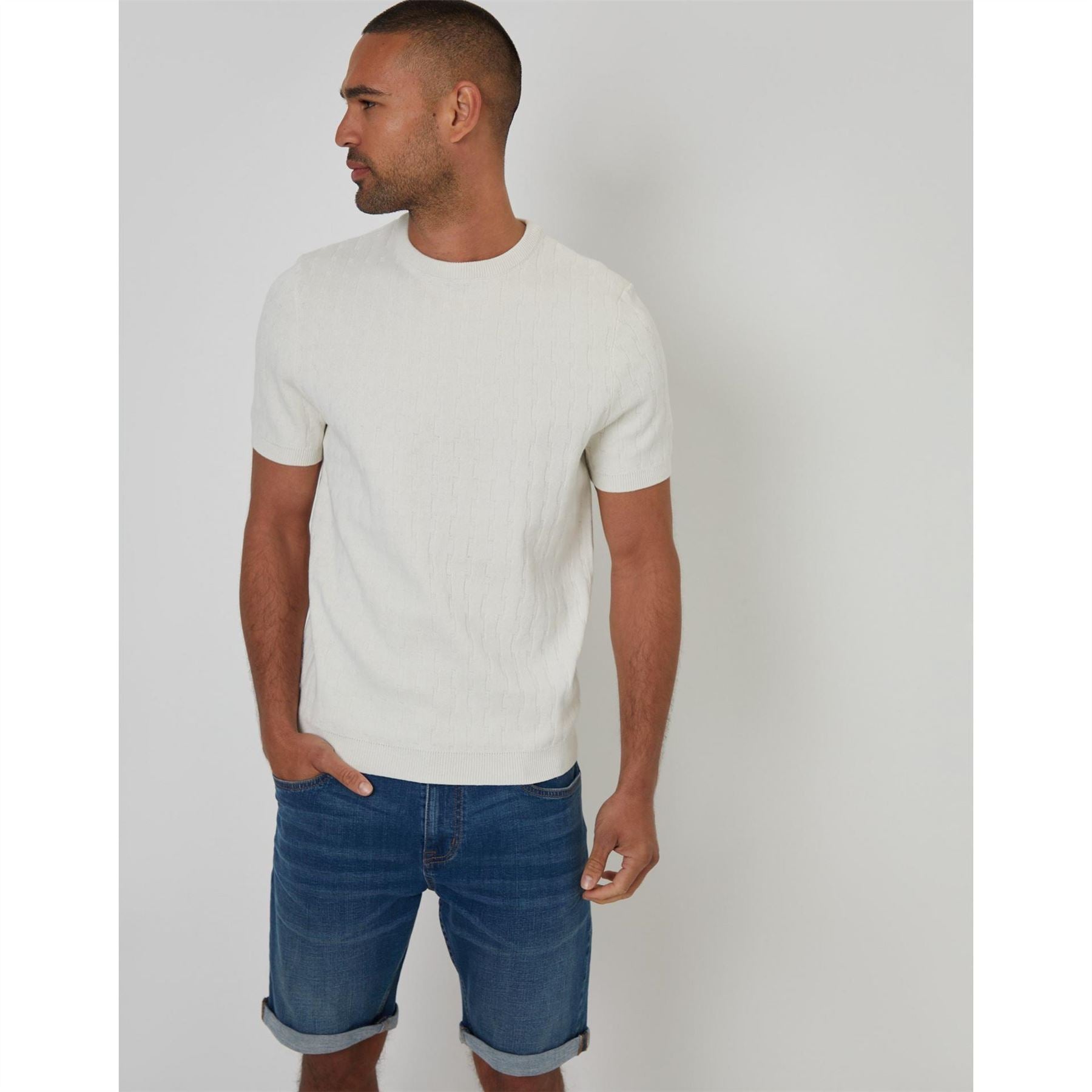 Threadbare Crew Neck Ribbed Collar Short Sleeve T-Shirt