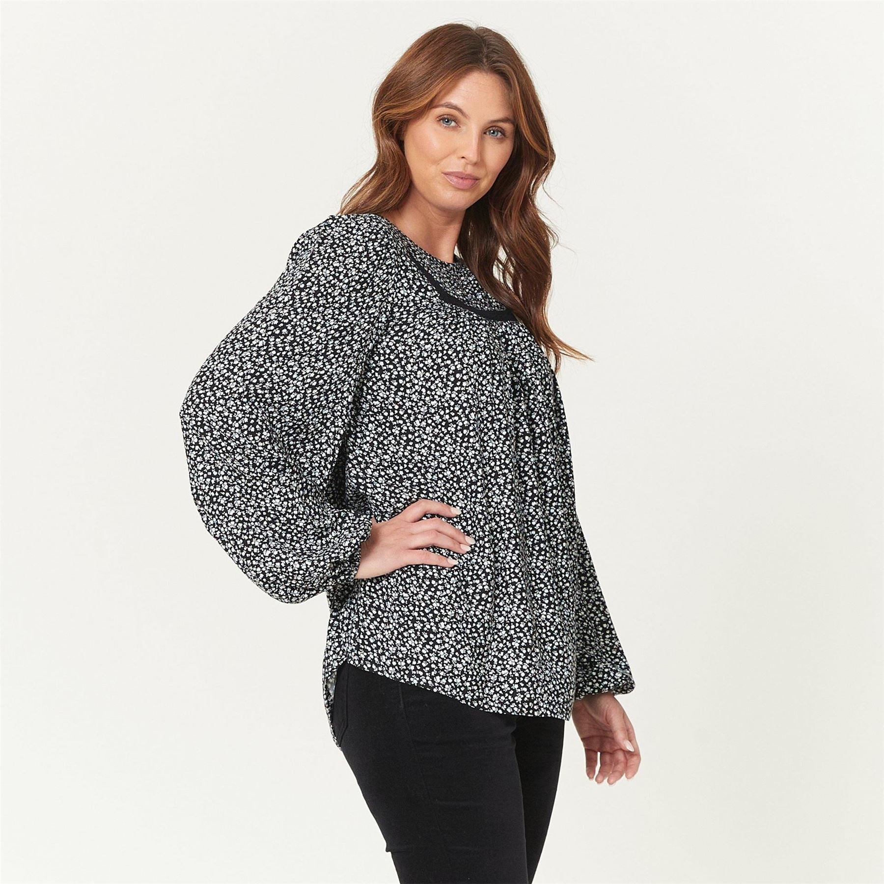 Be You Yoke Neck Detail Floral Top