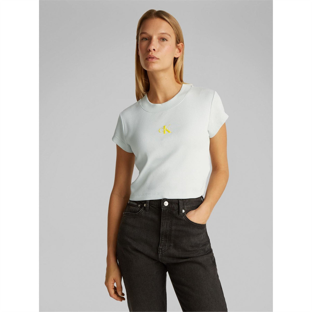 Calvin Klein Jeans Cropped Slim Fit Crew Neck T-Shirt