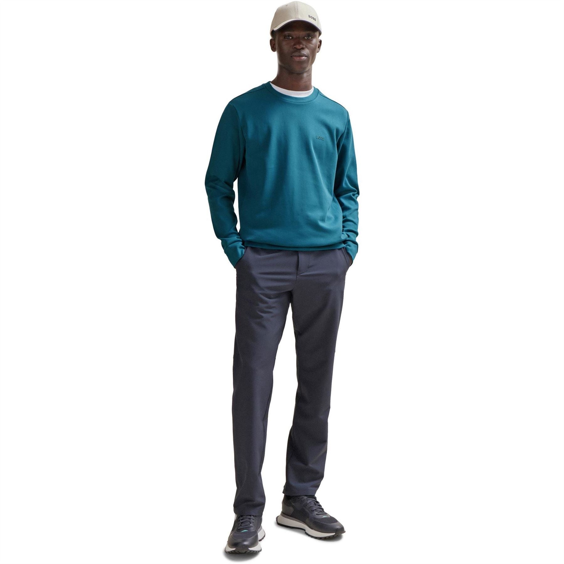Boss Crew Neck Ribbed Collar Raglan Sleeve Sweatshirt