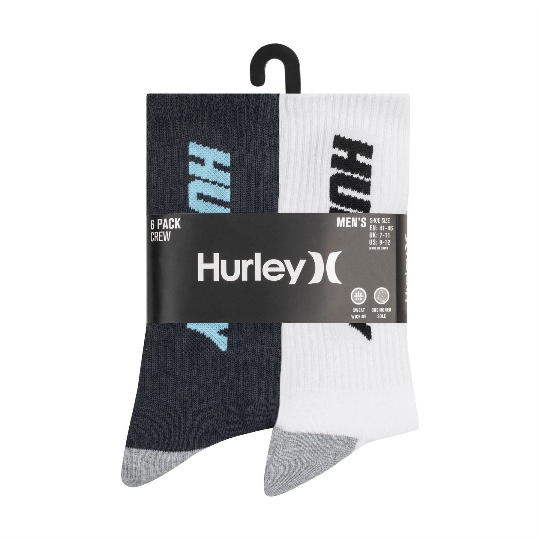 Hurley 6 Pack Terry Crew Long Socks