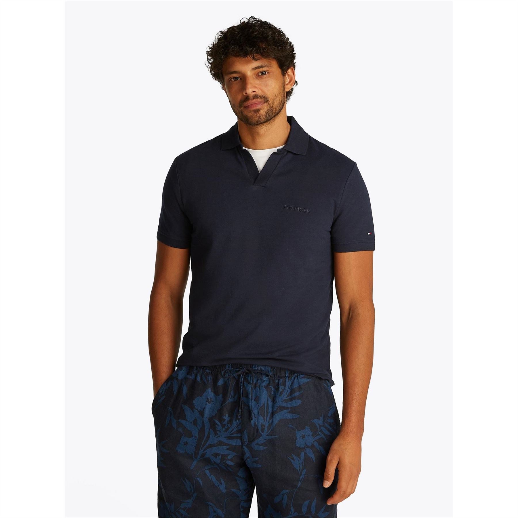 Tommy Hilfiger Cotton Linen Terry Short Sleeve Polo Shirt