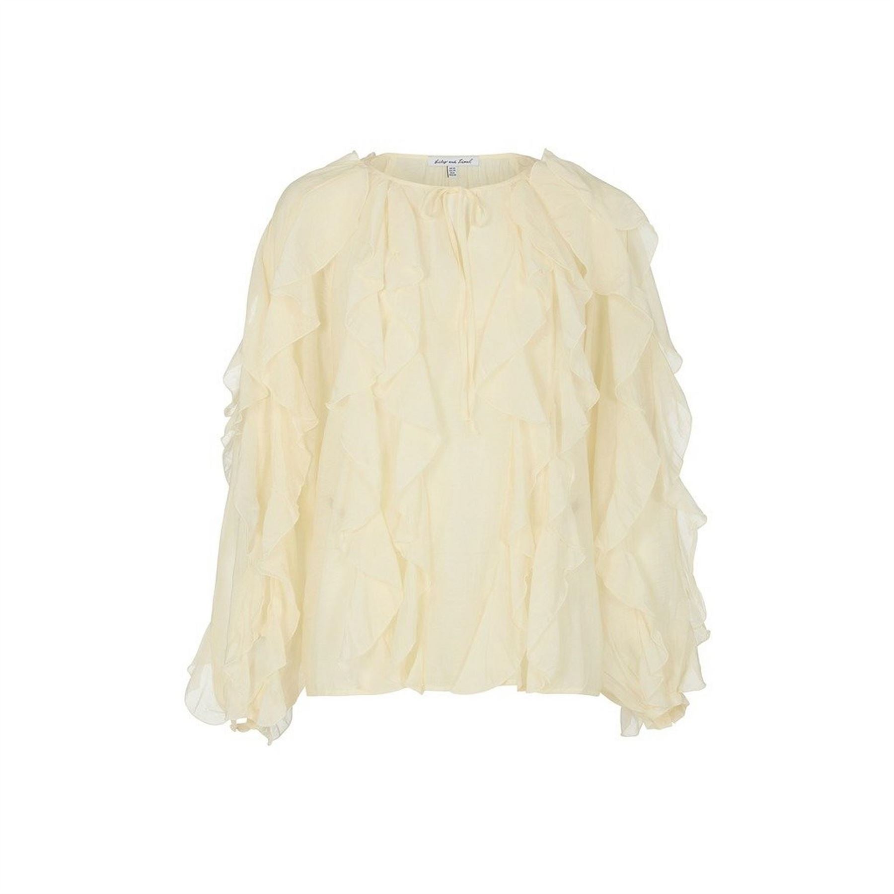 Lily and Lionel Sophie Tie Neck Long Sleeve Ruffle Blouse