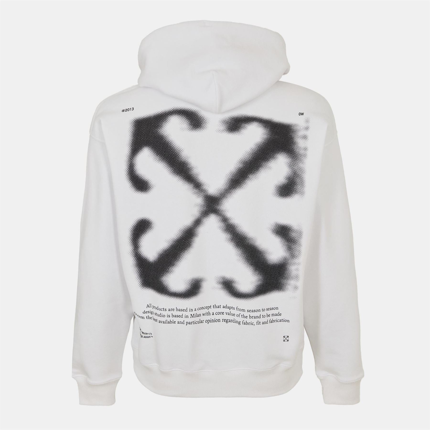 Off White Embroidered Hooded Neck Long Sleeve Sweatshirt