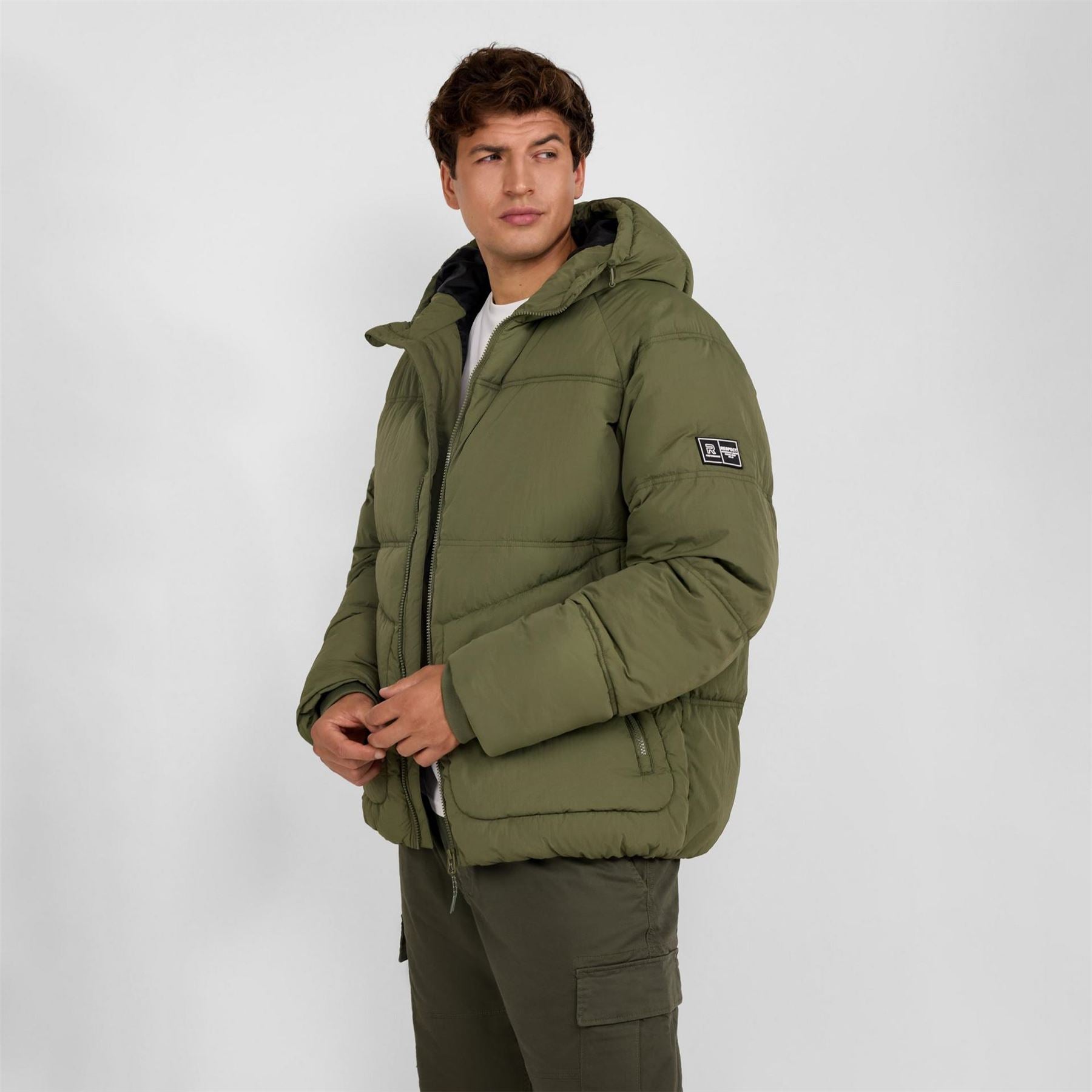 Minoti Boys Quilted Jacket With Raglan Sleeves Khaki