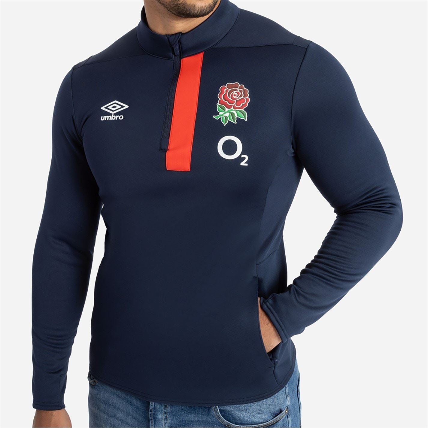 Umbro England Rugby Half Zip Fleece Top 2023 2024 Adults