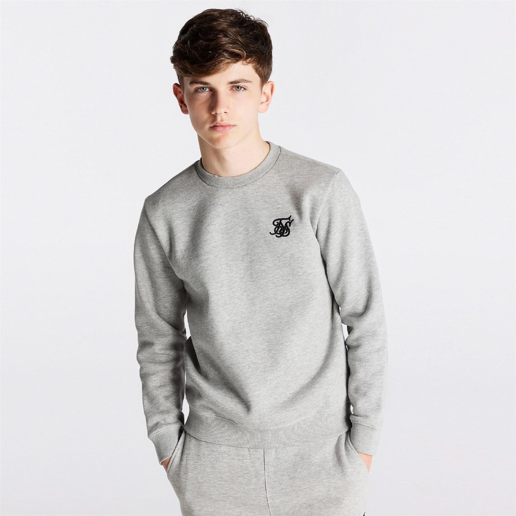SikSilk Crew Neck Regular Fit Long Sleeve Sweater