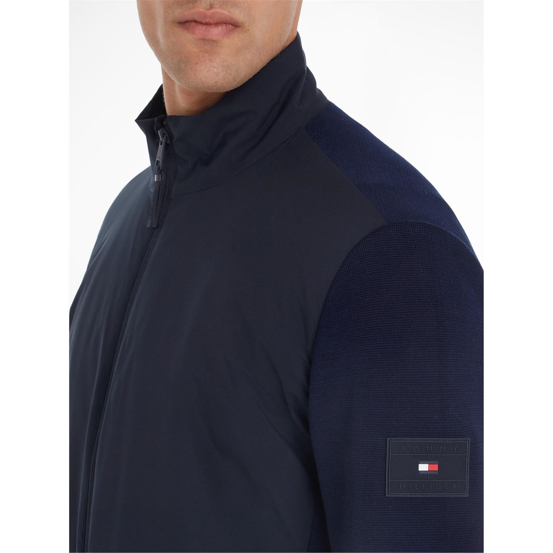 Tommy Hilfiger Mixed Media Zip Neck Long Sleeve Sweatshirt