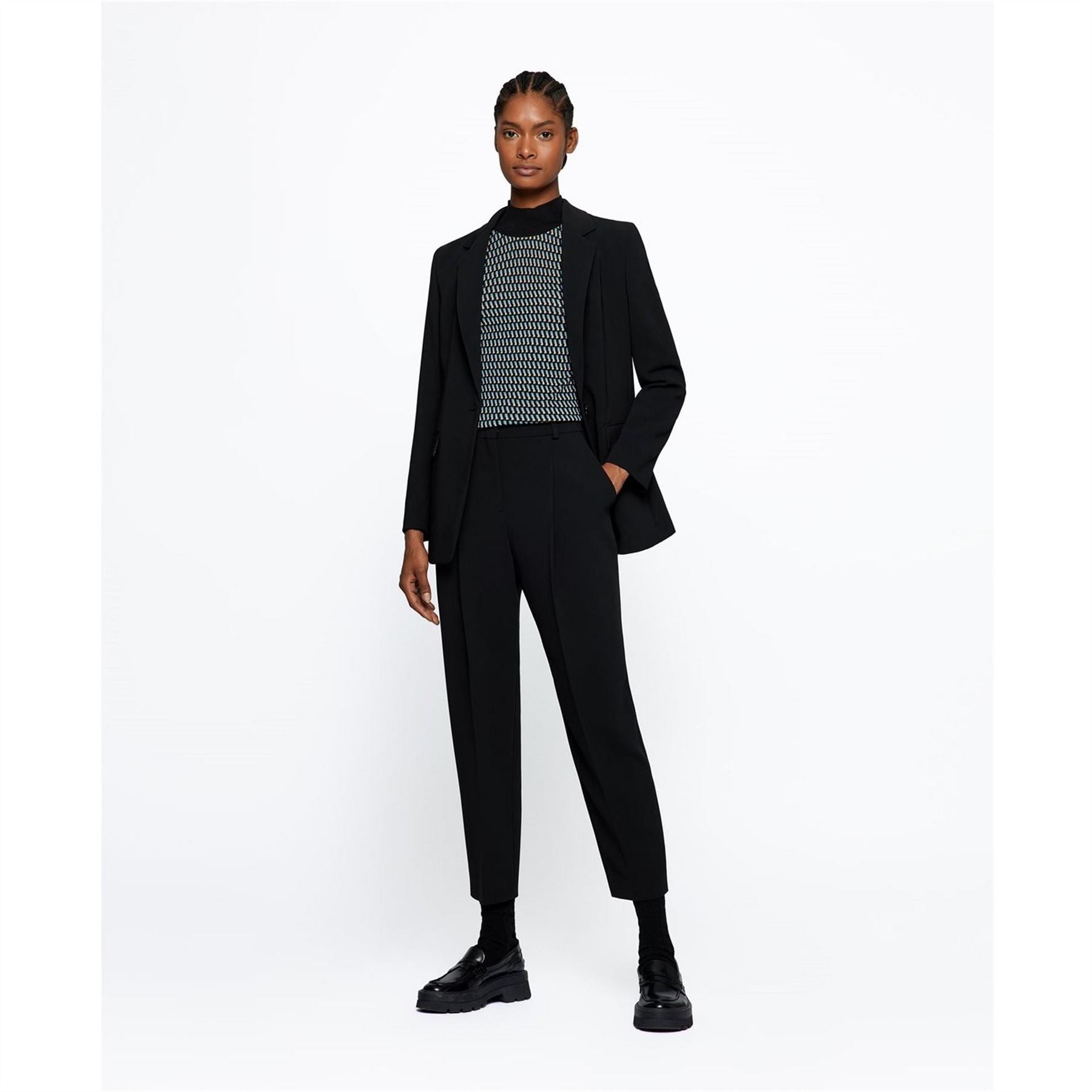 Boss Tapana Solid Patterned Straight Trousers