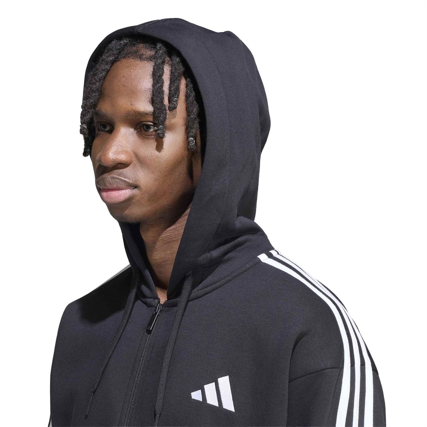 adidas Mens Essentials Fleece 3 Stripes Full Zip Hoodie