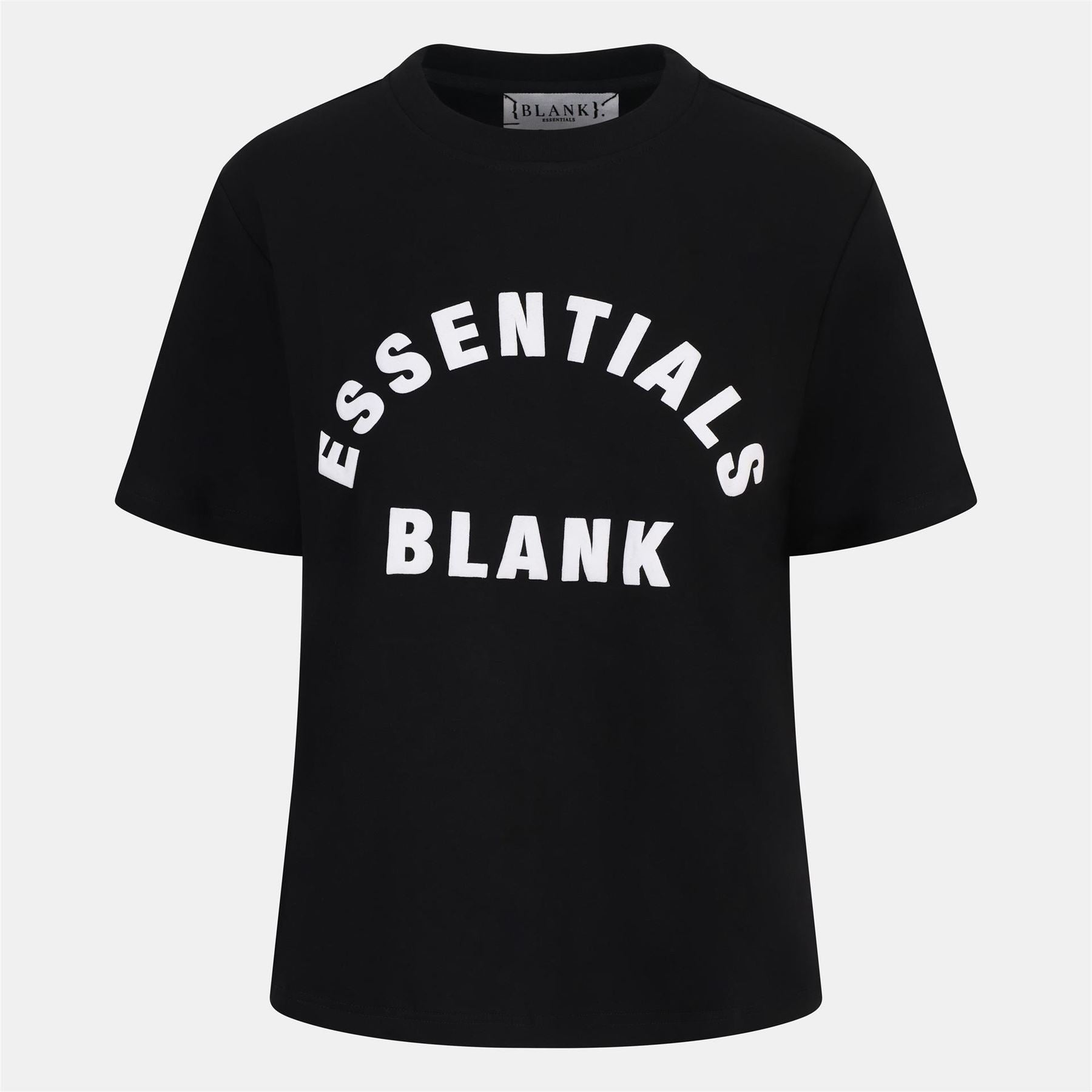Blank Essentials Lettering Crew Neck Ribbed Collar Short Sleeve Boyfriend T-Shirt