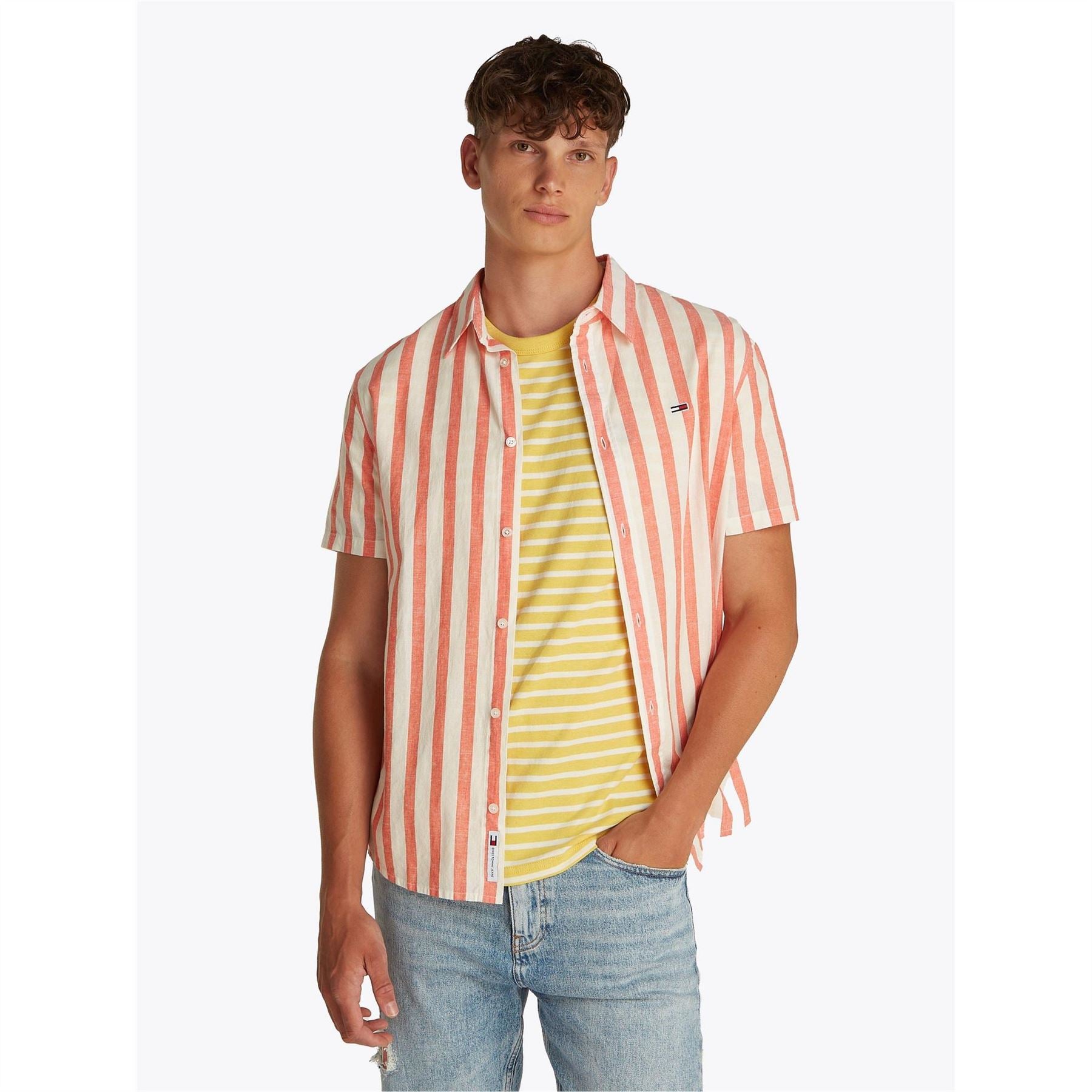 Tommy Jeans Long Sleeve Linen Patterned Shirt