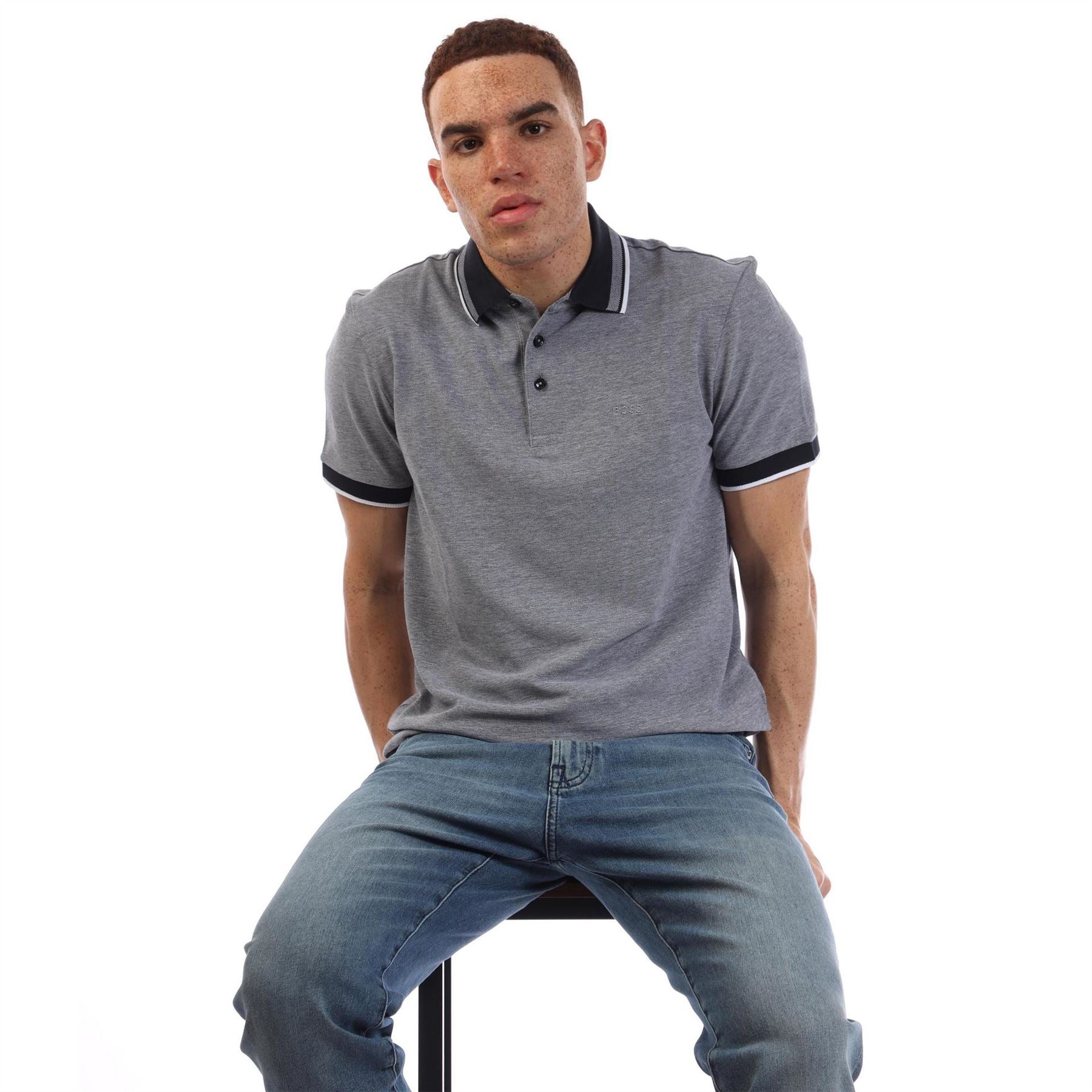 Boss Collared Neck Button Placket Polo Shirt