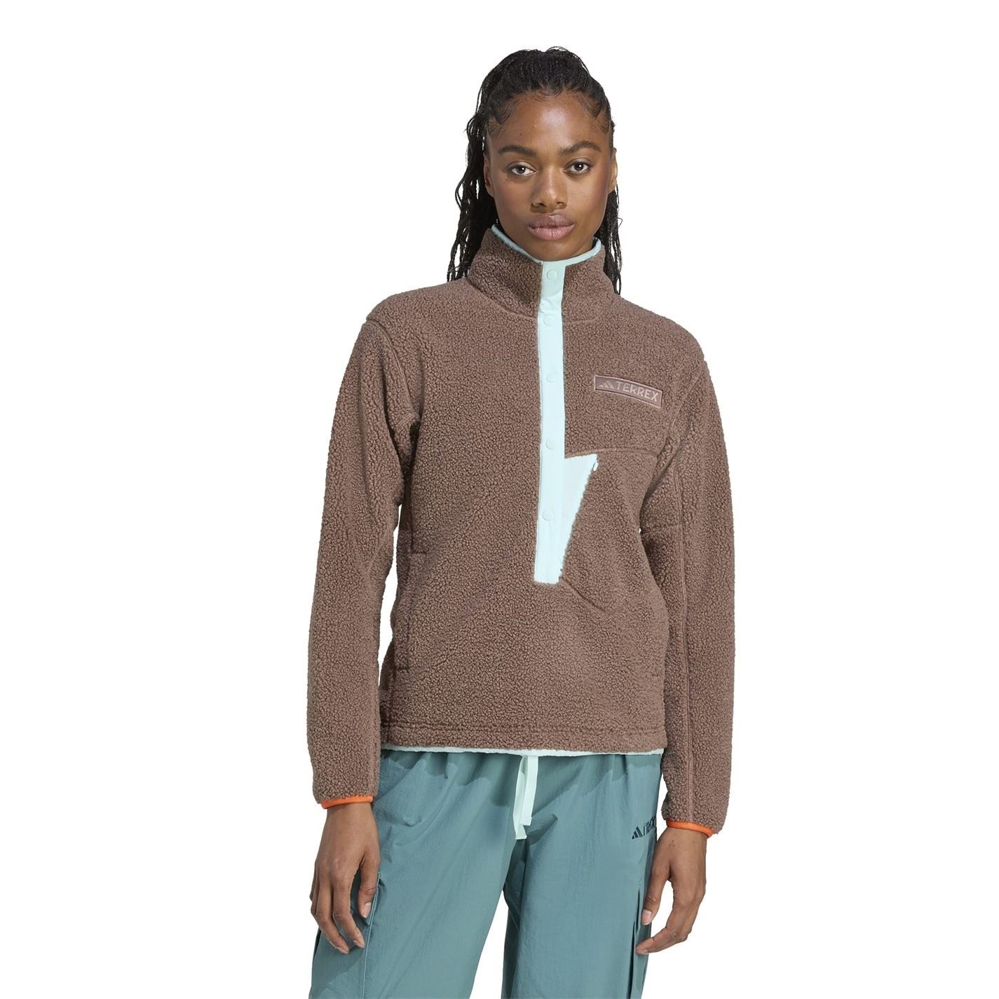 adidas Womens Terrex Xploric High Pile Fleece Pullover Sweatshirt