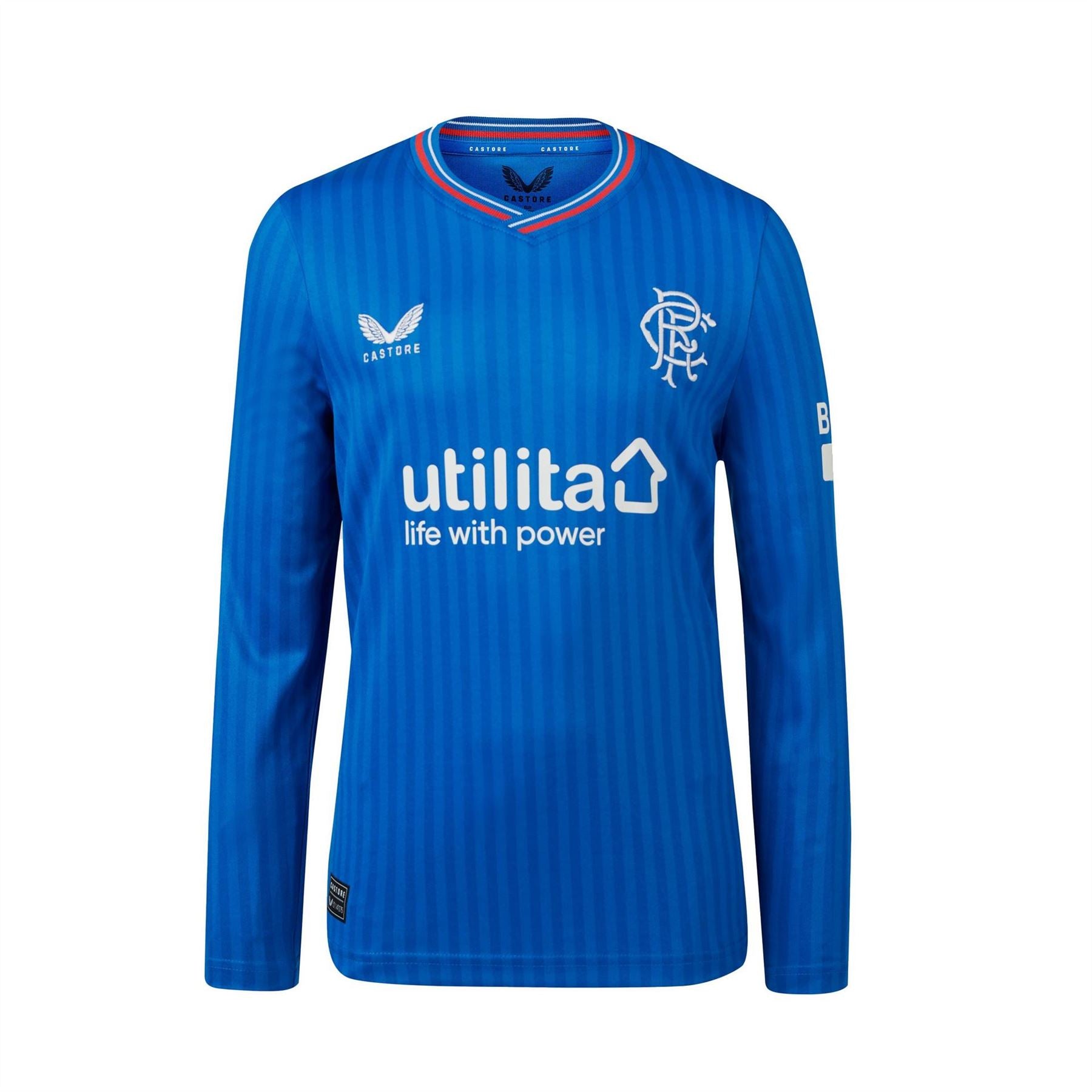 Castore Rangers Home Long Sleeve Shirt 2023 2024 Juniors
