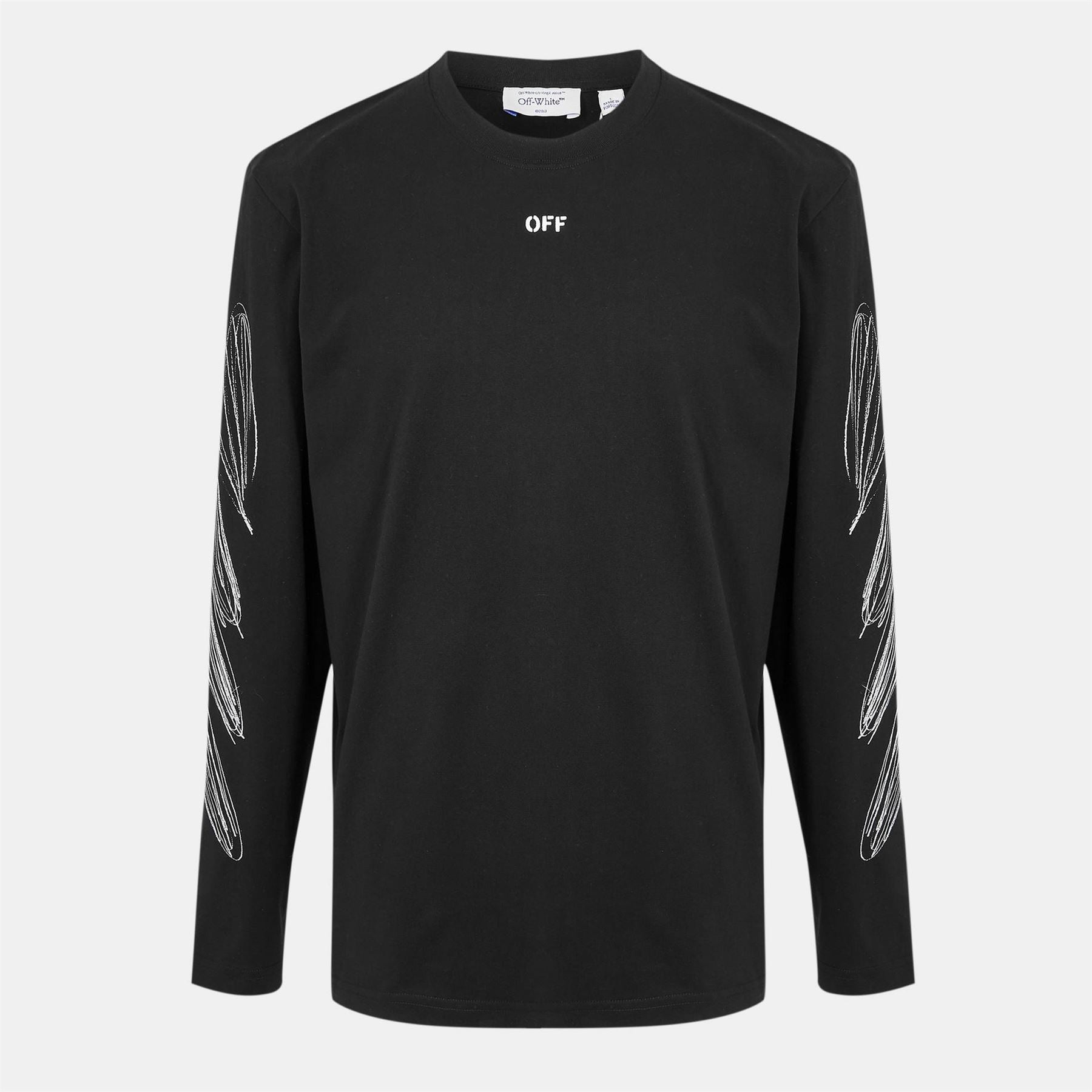 Off White Crew Neck Long Sleeve Regular Fit T-Shirt