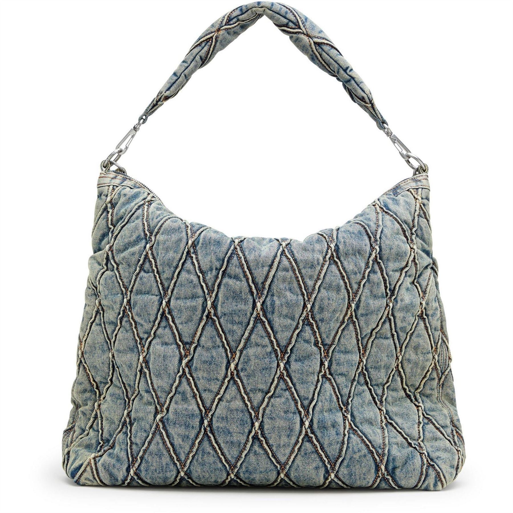 Diesel Charm Geometric Patterned Hobo Bag with Chain