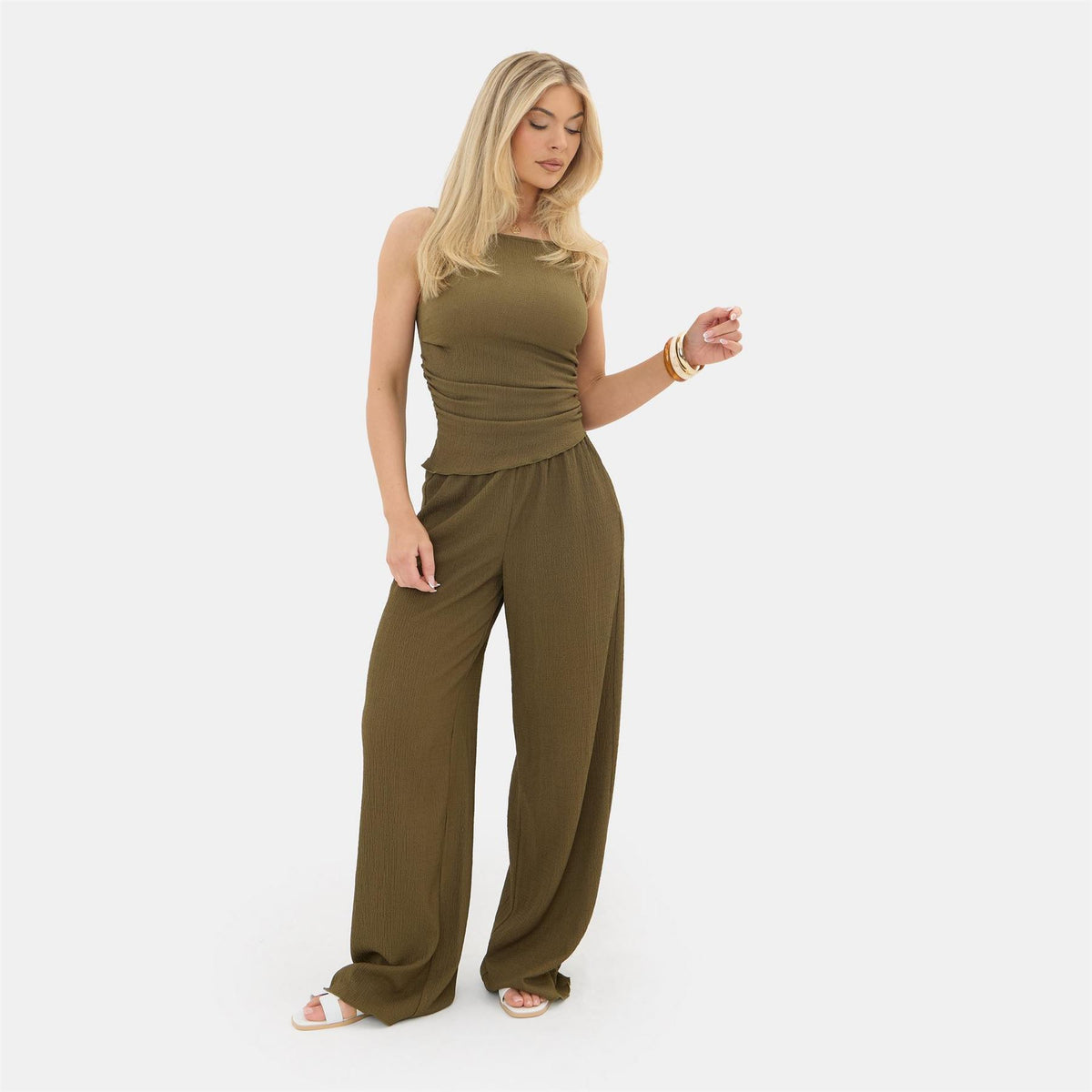 I Saw It First Ruched Spaghetti Strap Cami Top