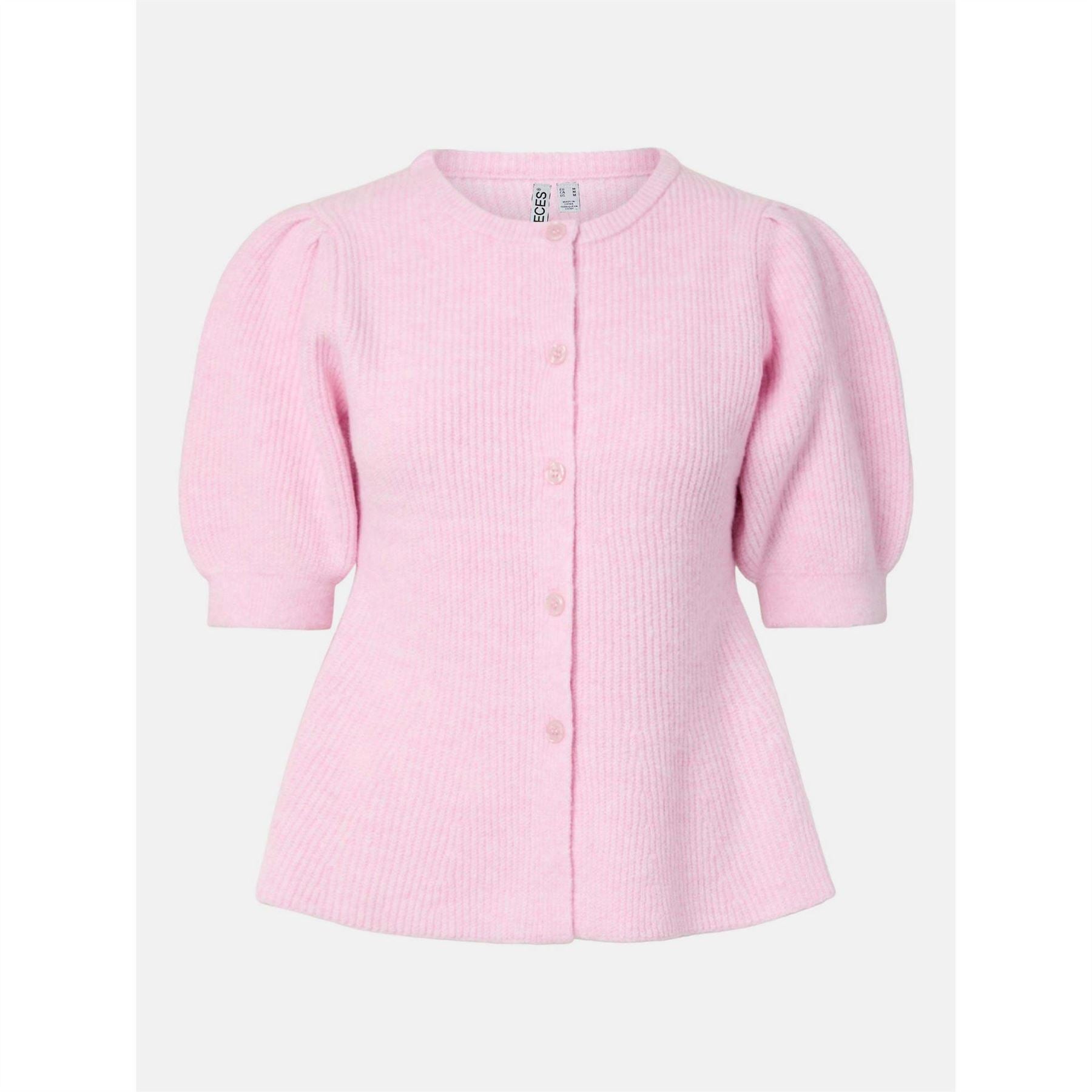 Pieces Crew Neck Puff Sleeve Short Sleeve Sweater