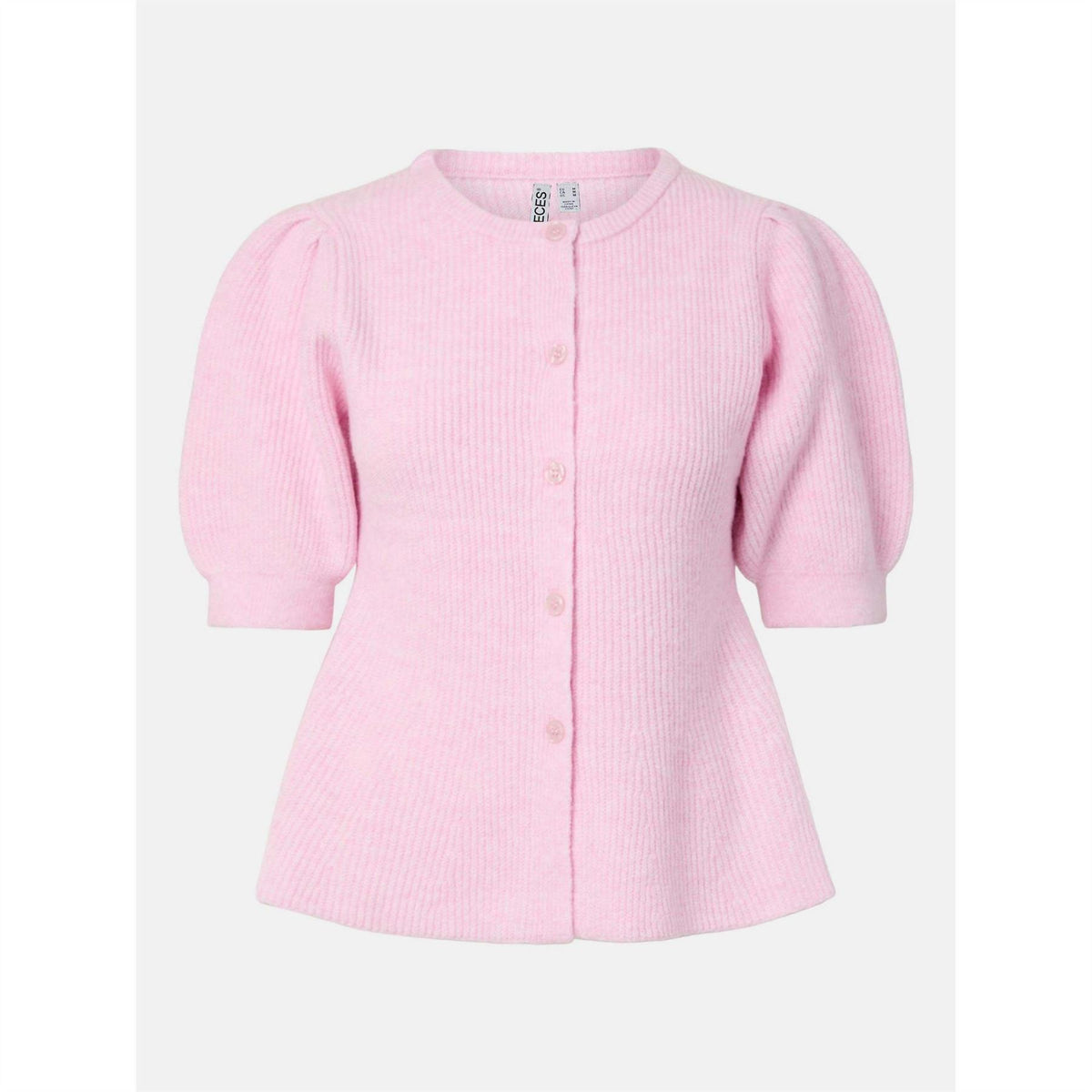 Pieces Crew Neck Puff Sleeve Short Sleeve Sweater