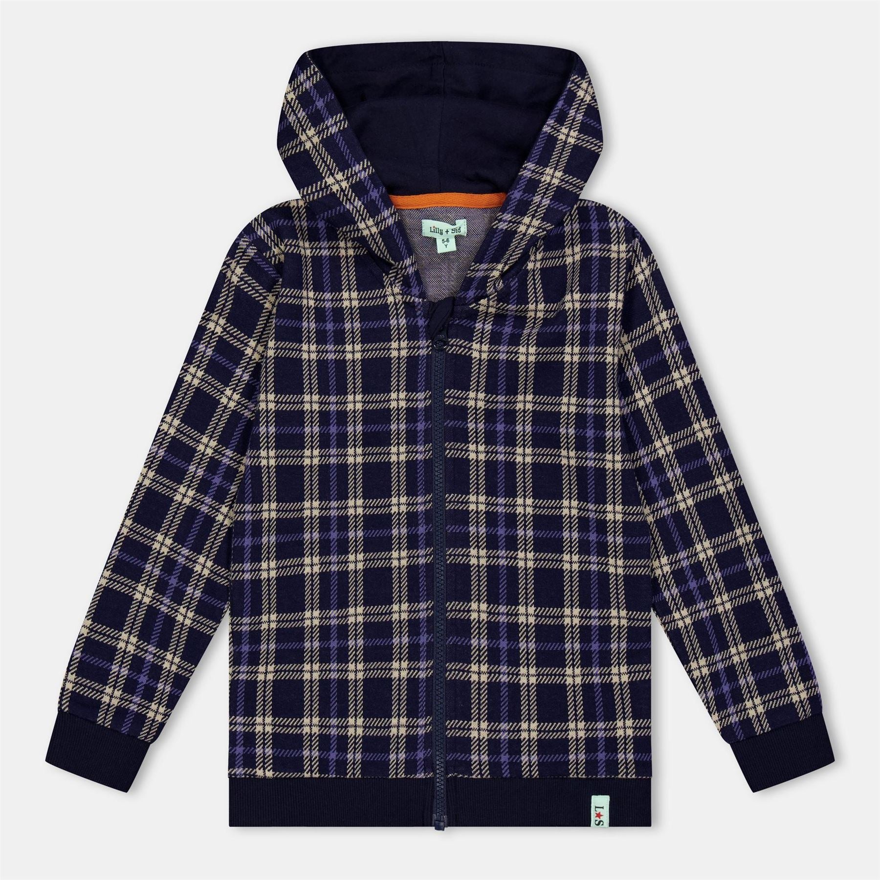 Lilly and Sid Check Pattern Hooded Sweatshirt
