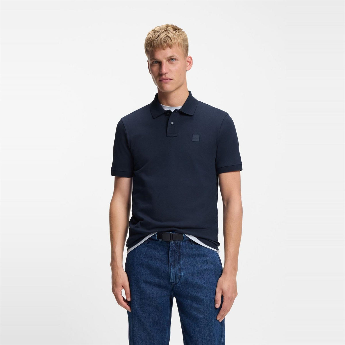 Boss Collared Neck Button Placket Polo Shirt