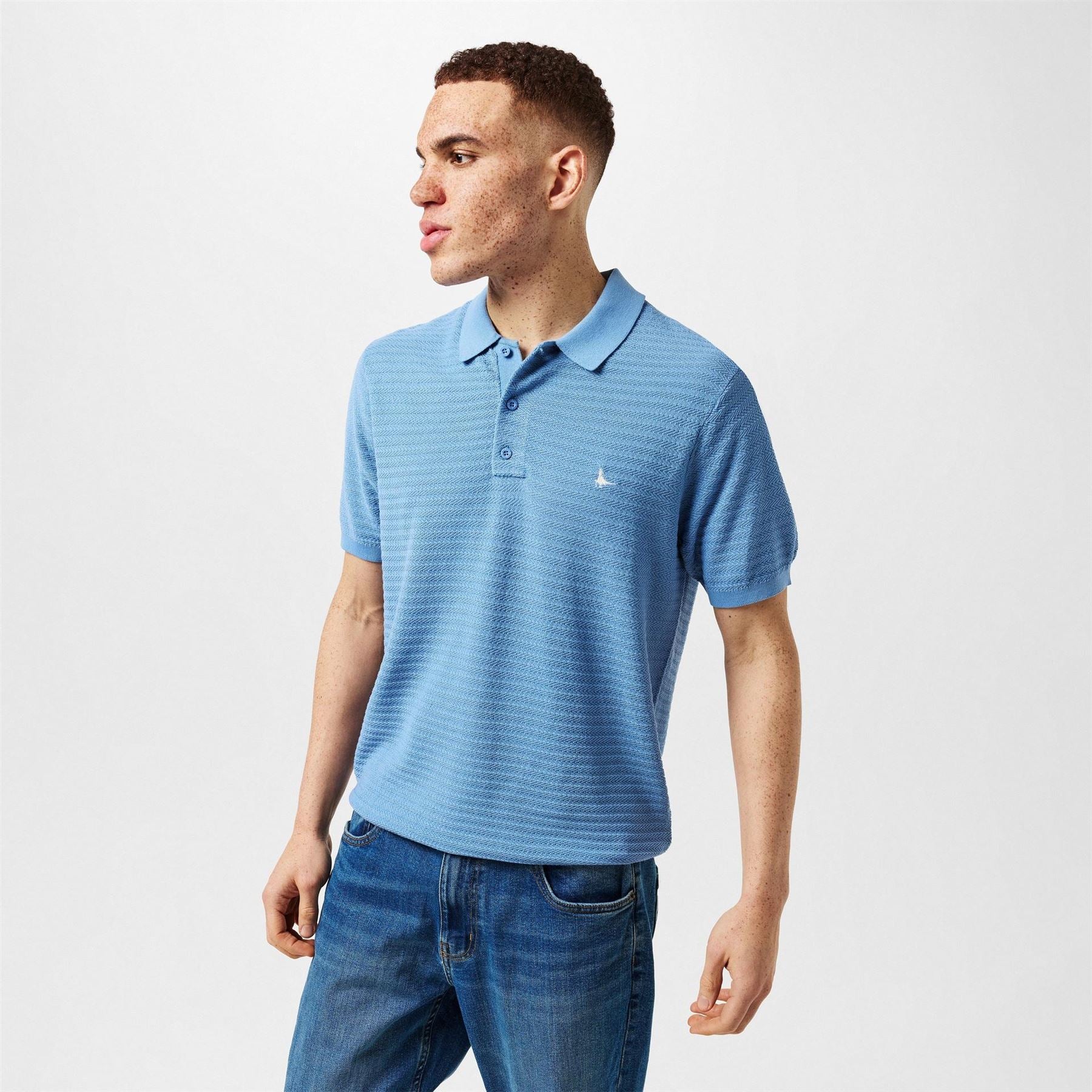 Jack Wills Herringbone Short Sleeve Polo Shirt