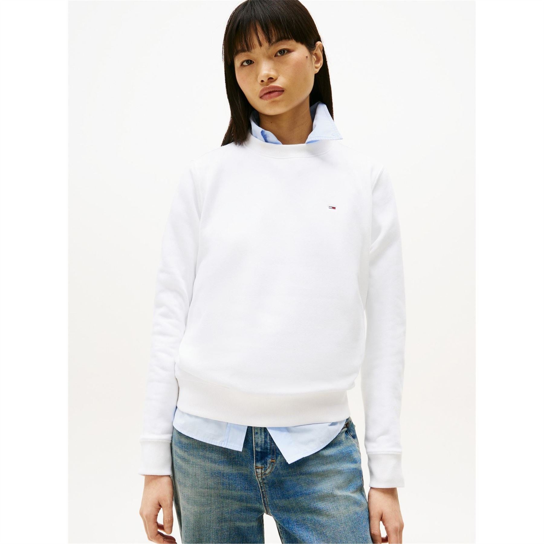 Tommy Jeans Crew Neck Ribbed Collar Long Sleeve Sweatshirt