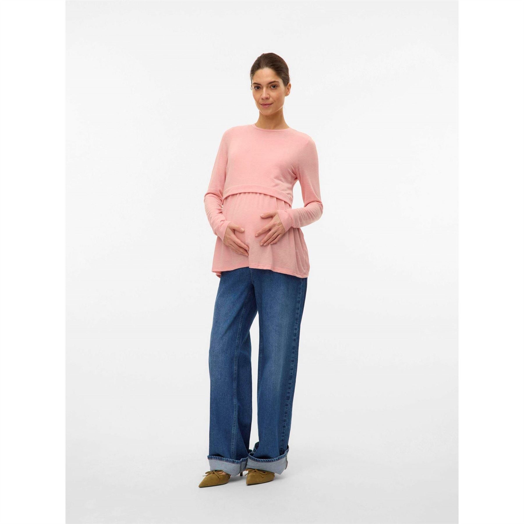 Mamalicious Crew Neck Puff Sleeve Long Sleeve Top