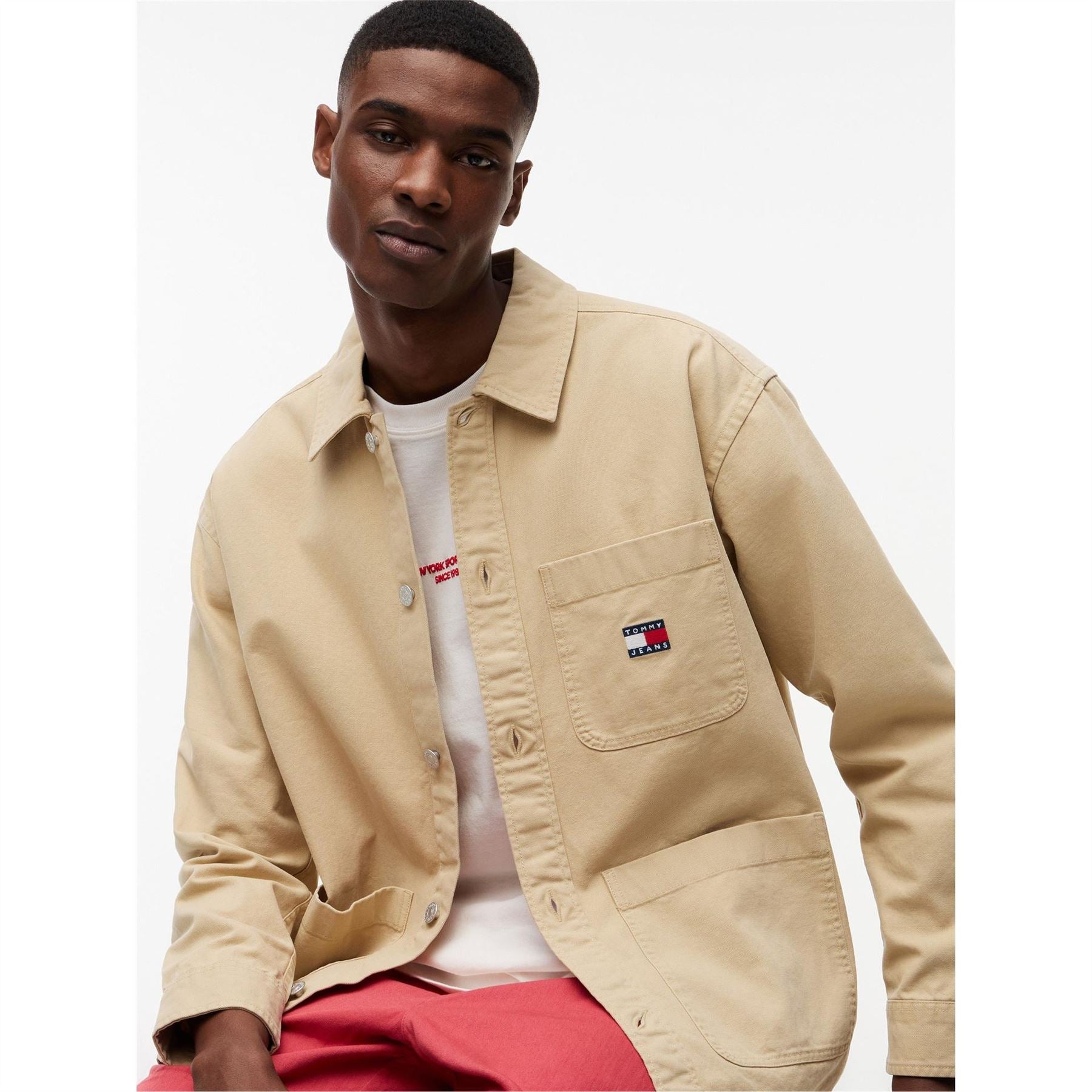 Tommy Jeans Essential Solid Patterned Front Pocket Overshirt