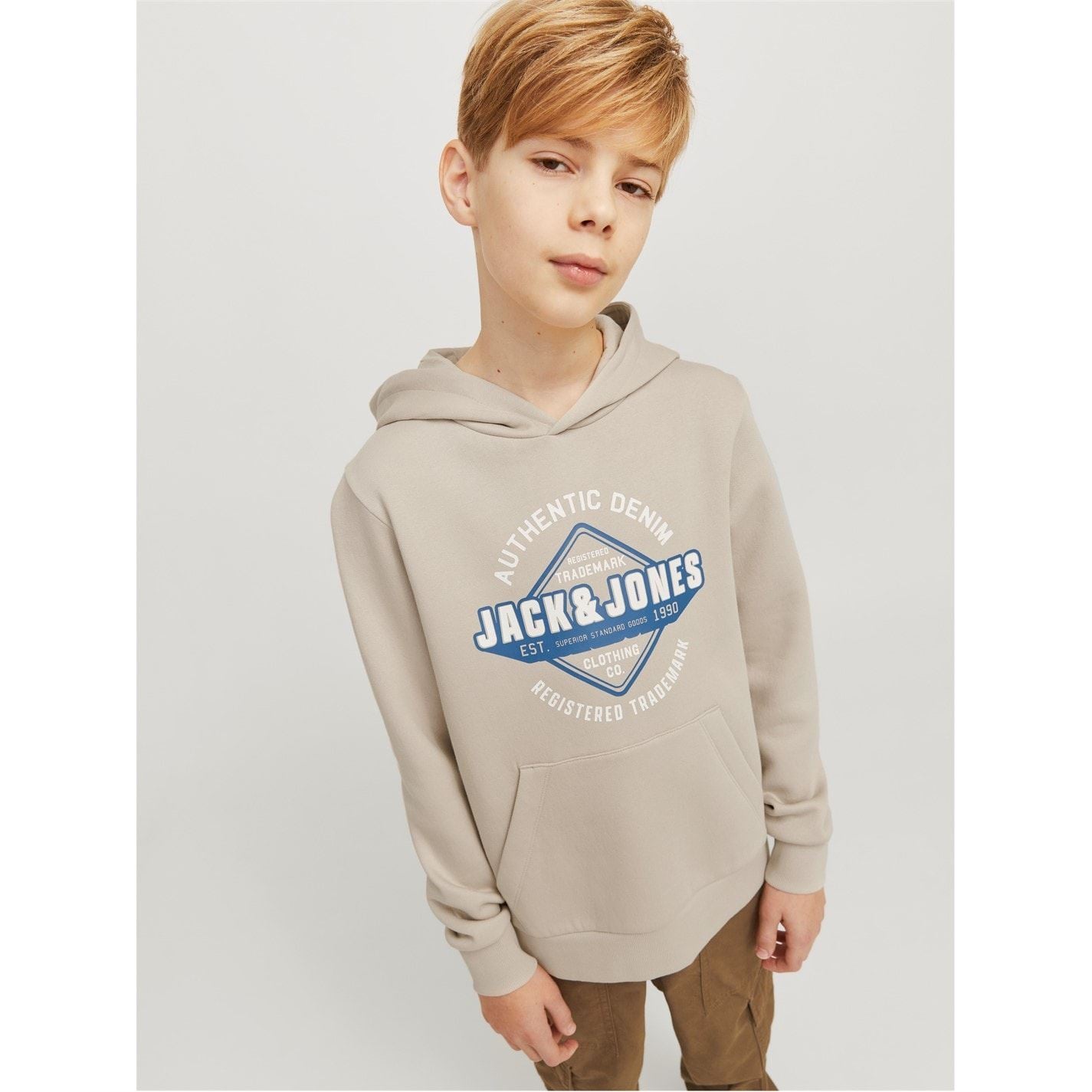 Jack and Jones Logo Print Hooded Neck Kangaroo Pocket Sweatshirt