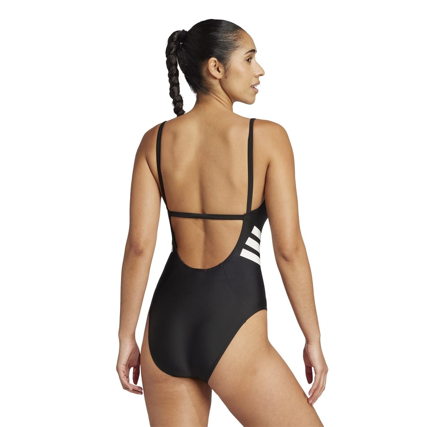 adidas Womens 3 Stripes U Back Swimsuit